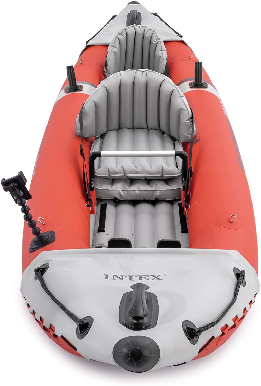 Excursion Pro Inflatable Kayak Series: Includes Deluxe 86in Kayak Paddles and High-Output Pump  ?SuperTough PVC  ?Adjustable Bucket Seat  ?Fishing Rod Holders  ?Grab Handles
