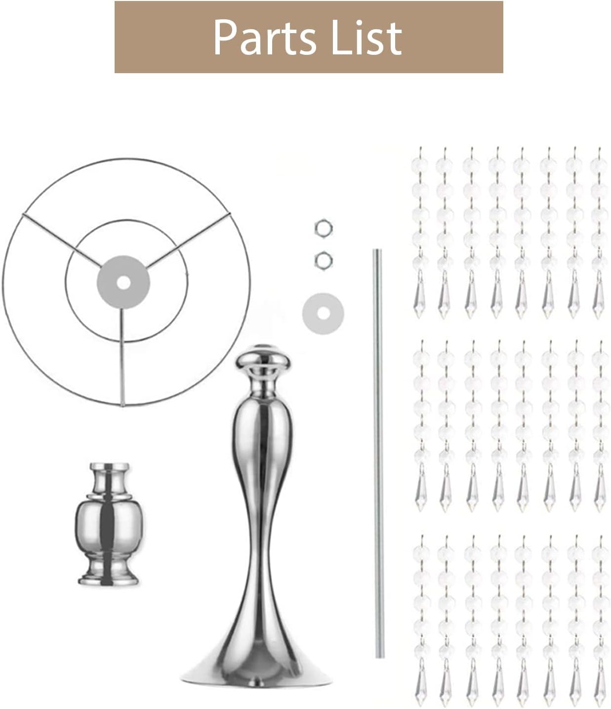 Sziqiqi Gold Metal Crystal Centerpiece Riser, 21.3    Tall, Pack of 10, Elegant Floral Stand for Weddings & Events