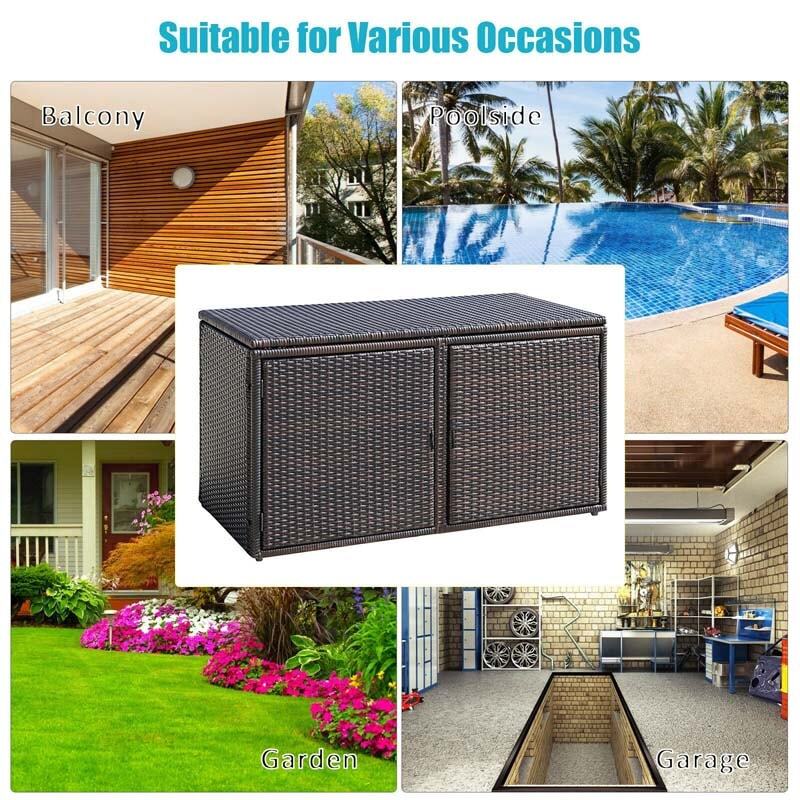 Keter 88 Gallon Rattan Outdoor Deck Storage Box  C Weatherproof Patio Container