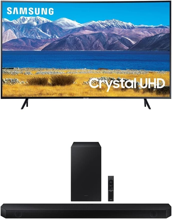 SAMSUNG 55-inch Class Curved UHD TU-8300 Series �C 4K UHD HDR Smart TV With Alexa Built-in (UN55TU8300FXZA, 2020 Model) + SAMSUNG HW-Q60B 3.1 ch Soundbar w/Dolby Audio/DTX Virtual:X, 2022