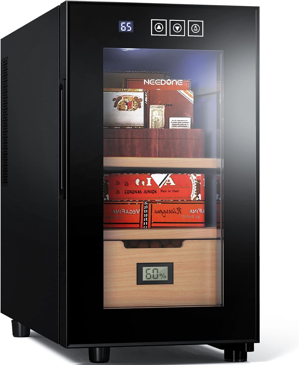 ThermoCigar 48L Cigar Humidor with Heating & Cooling, Cedar Wood, Digital Hygrometer, Quiet Electric Cooler for 350 Cigars