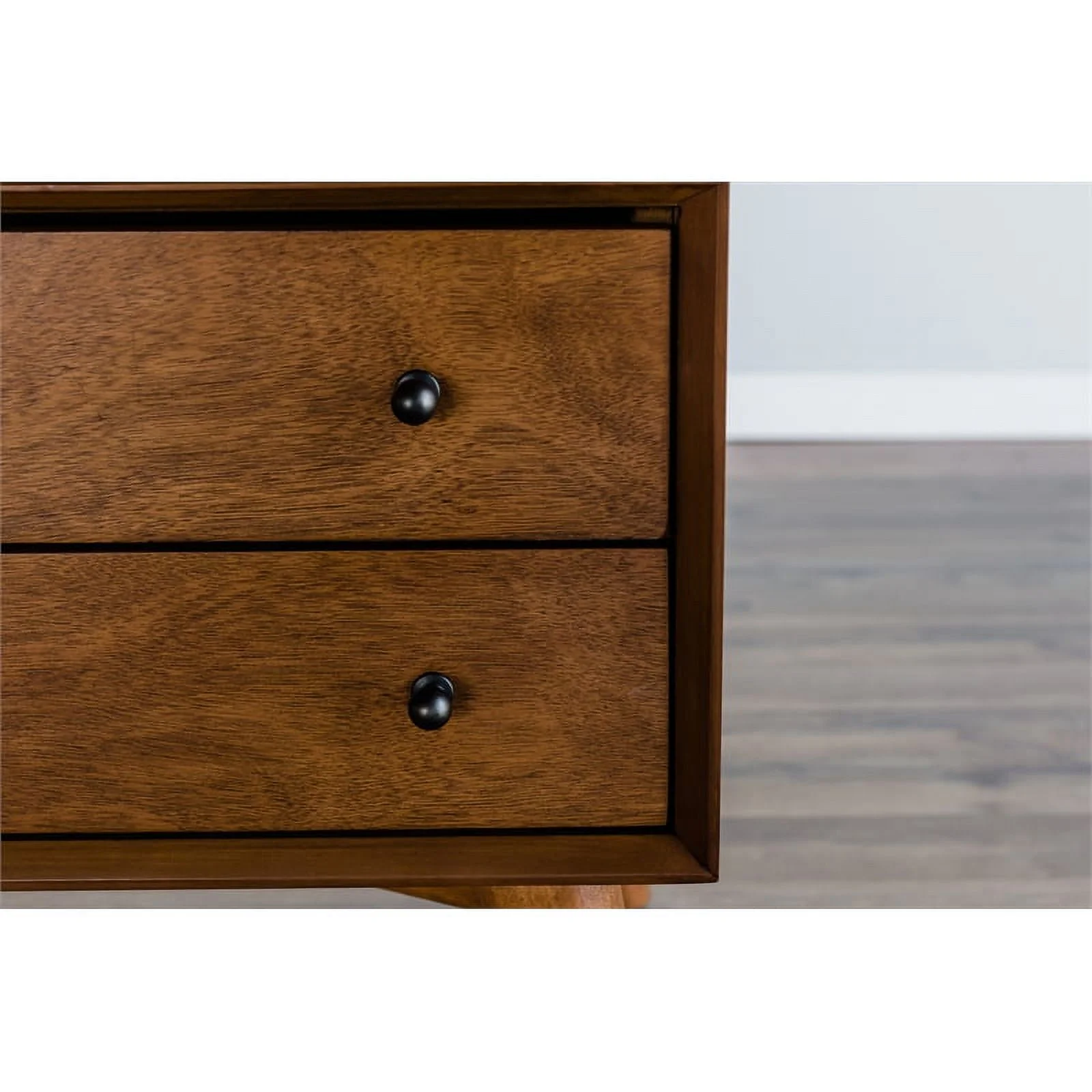 Home Square 4 Piece Set with Small TV Console Full Wood Bed & Large Nightstand