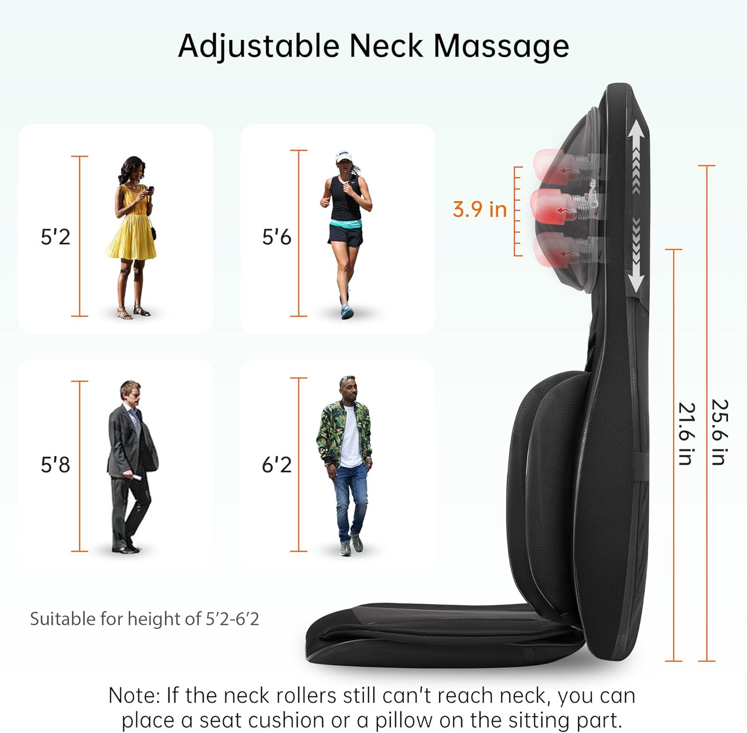 Snailax Full Body Neck & Back Massager with Heat & Compression, Shiatsu Kneading, Portable Massage Chair Pad, Black