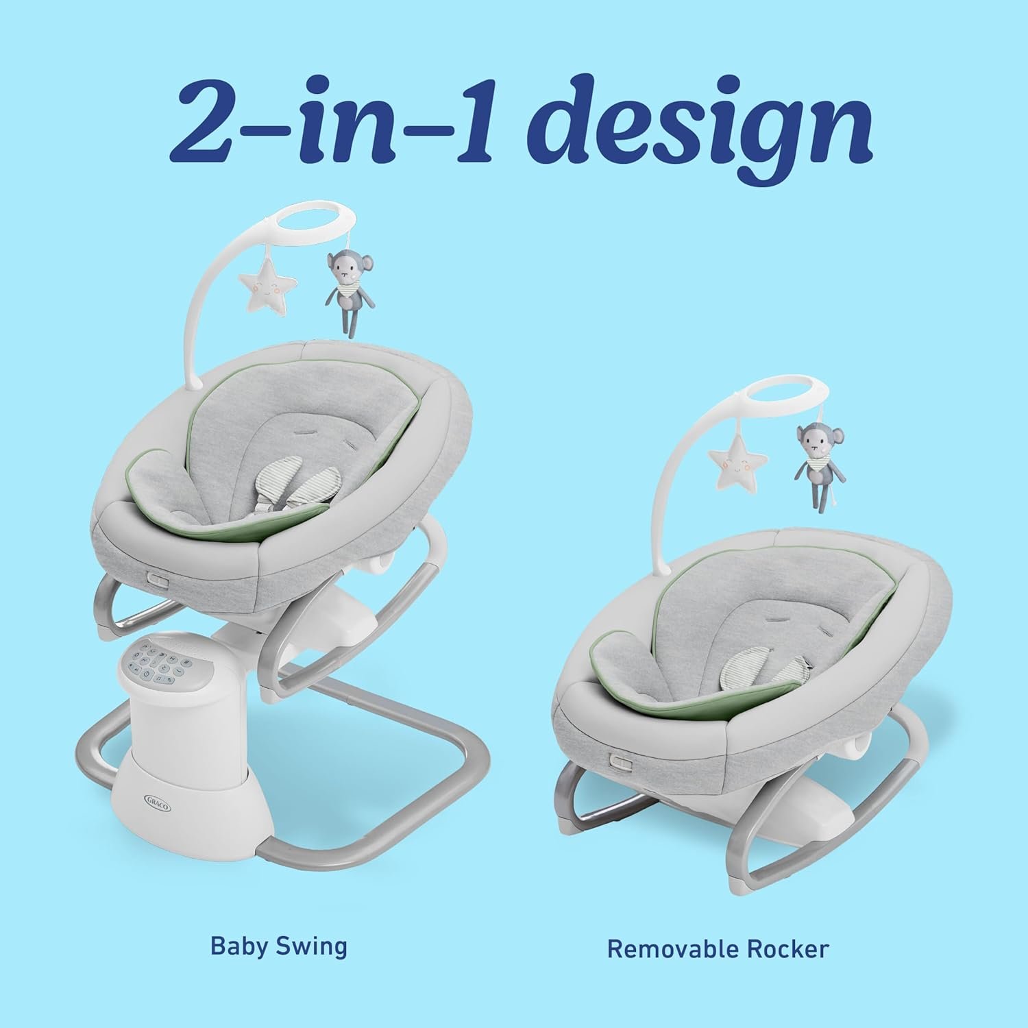 Soothe My Way with Removable Rocker, Madden �C Versatile Baby Swing & Portable Rocker