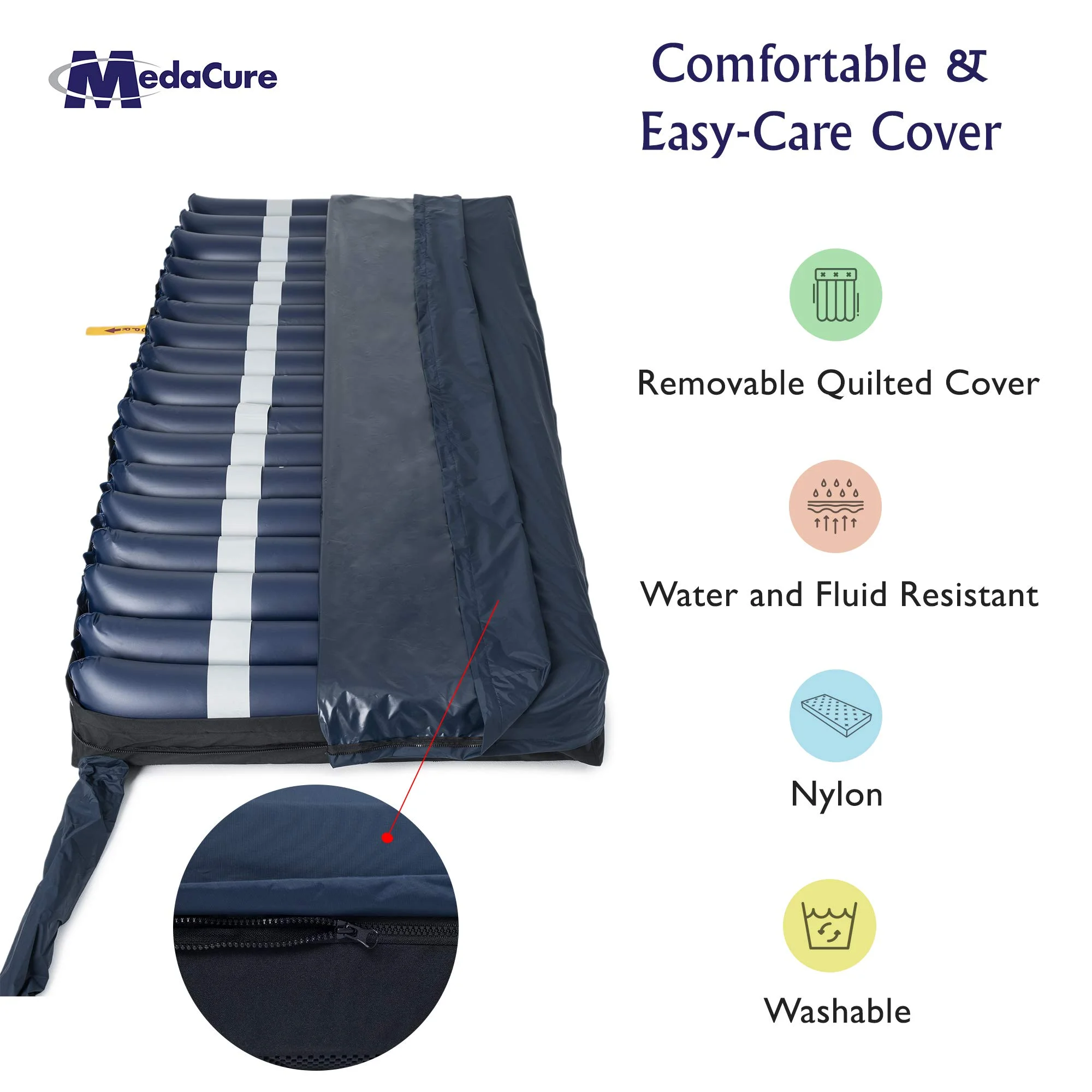 Medacure Alternating Pressure Air Mattress for Hospital Beds with Quilted Nylon Cover - 80