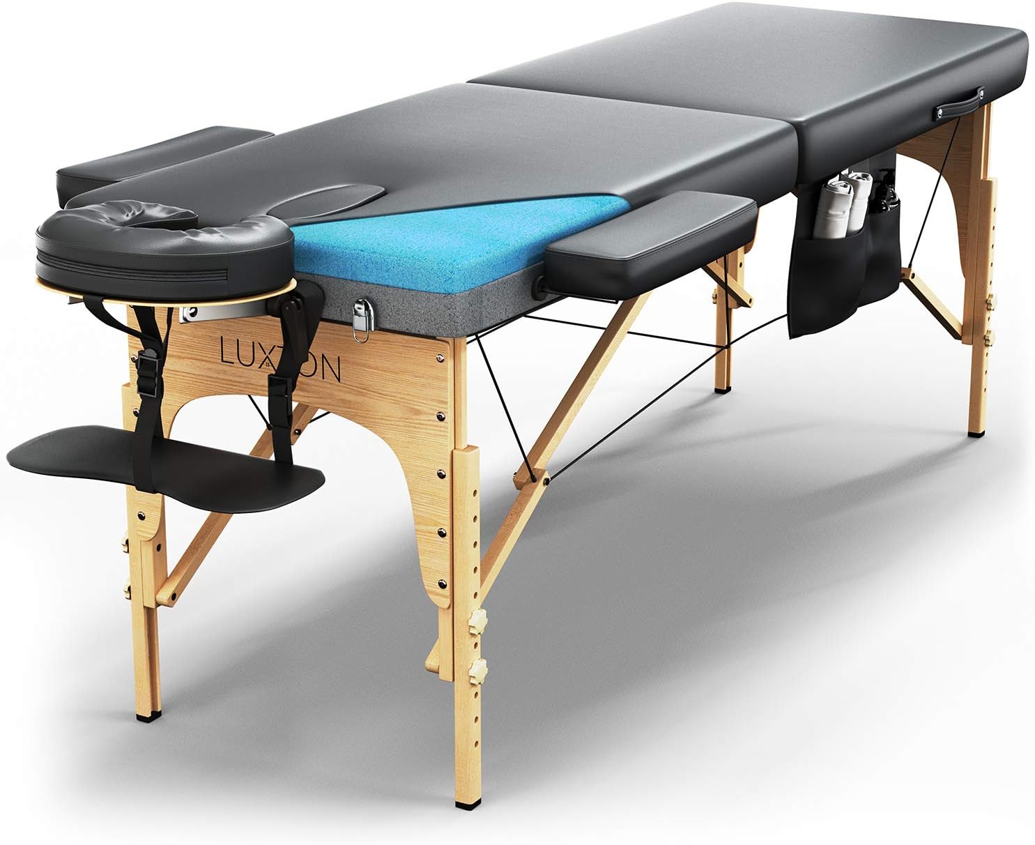 Home Premium Memory Foam Massage Table - Easy Set Up - Foldable & Portable with Carrying Case