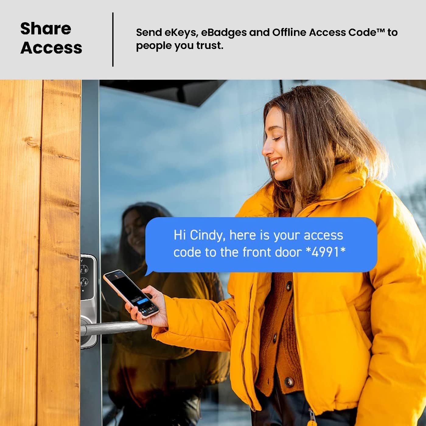 Lockly Smart Door Lock  C Keyless Entry with Biometric Fingerprint, Voice Control, Matte Black, Latch Edition, Wi-Fi & Bluetooth Enabled