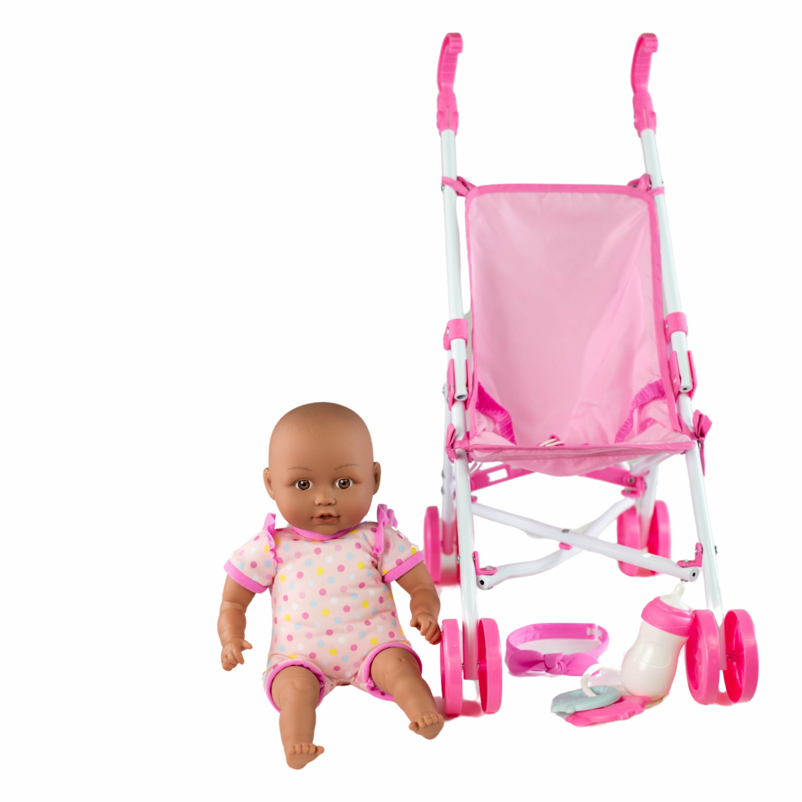 My Sweet Love Baby Doll & Stroller Set, Dark Skintone, 5-Piece Toy Set for Toddlers
