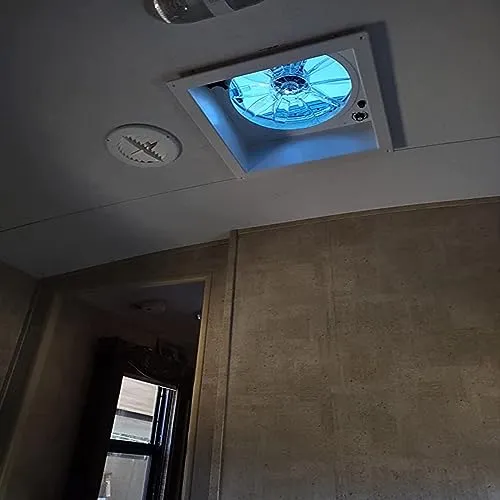 OUTPRIZE 14��� RV Roof Vent Fan, 12V Remote Control, Quiet, Smart with Rain Sensor, 10-Speed, Energy Efficient