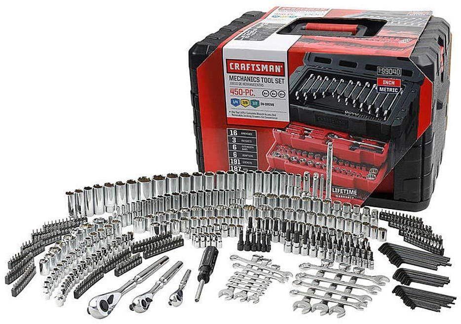 g Craftsman 450-piece Mechanics Tool Set, Ratchet Socket Hand Wrench Toolset