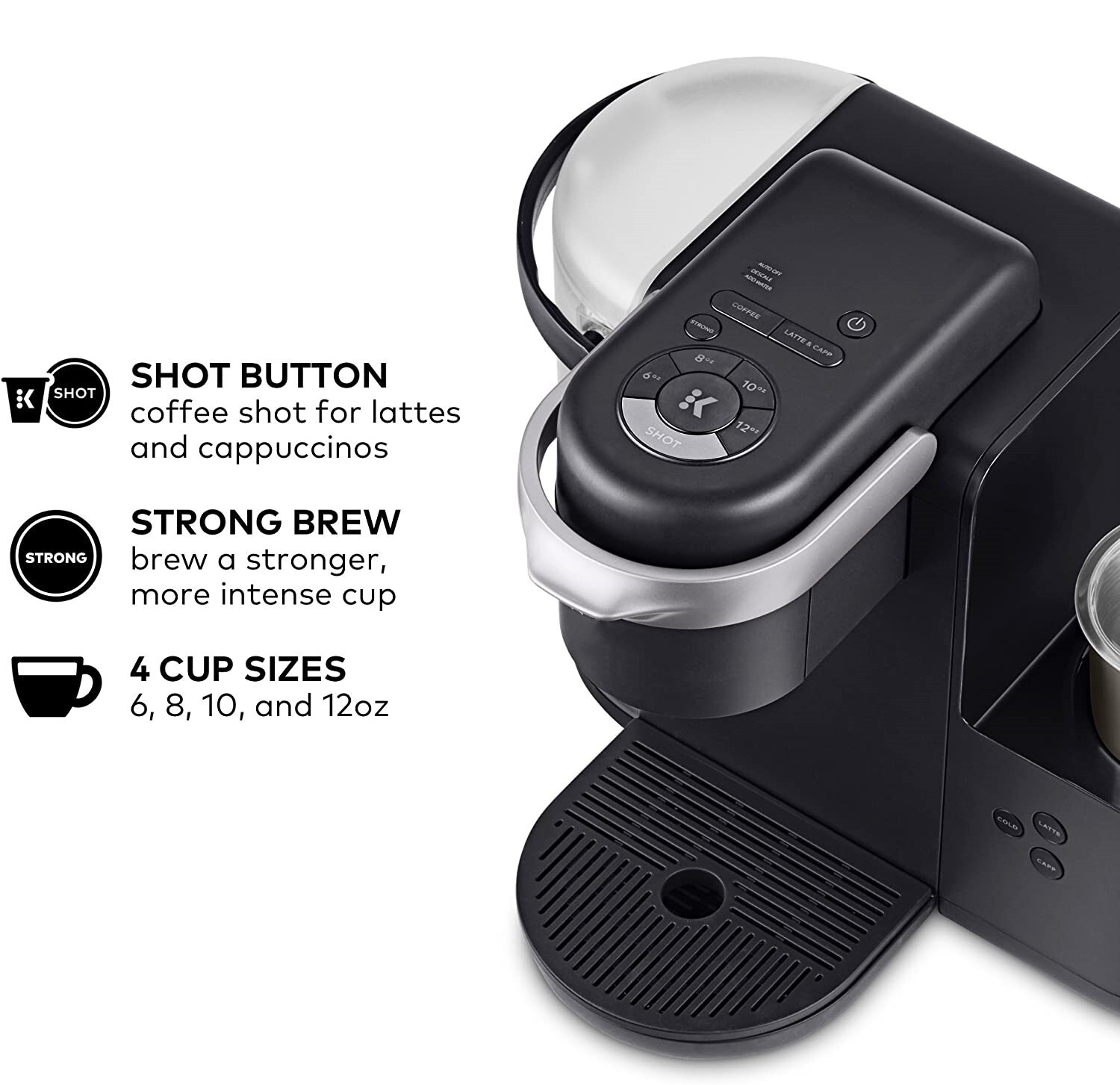 Keurig K-Cafe Single-Serve Coffee, Latte & Cappuccino Maker with Milk Frother, 60oz Reservoir, Dark Charcoal