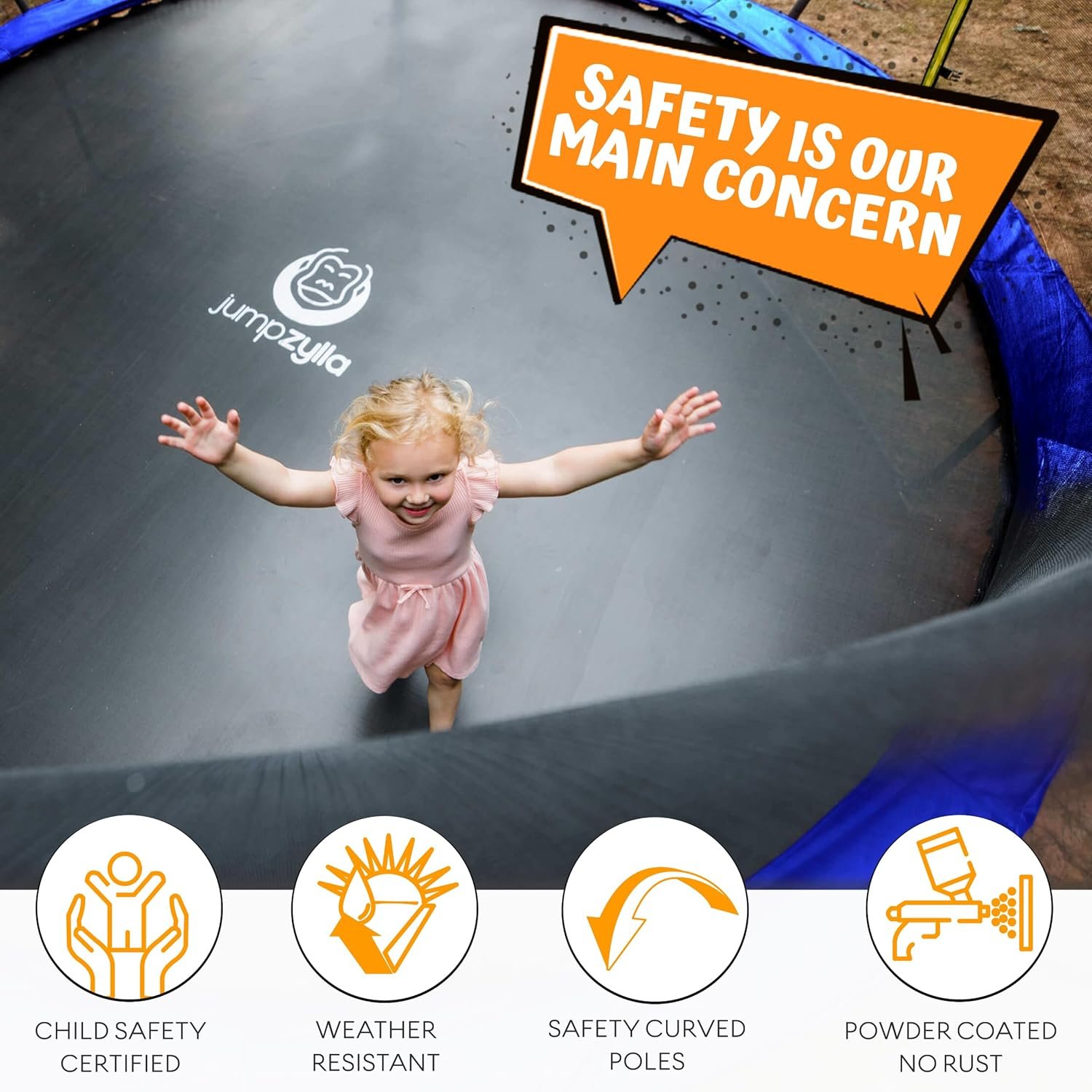 JUMPZYLLA Trampoline 8FT 10FT 12FT 14FT 15FT 16FT Trampoline with Enclosure �C Recreational Trampolines with Ladder and AntiRust Coating, ASTM Approval Outdoor Trampoline for Kids
