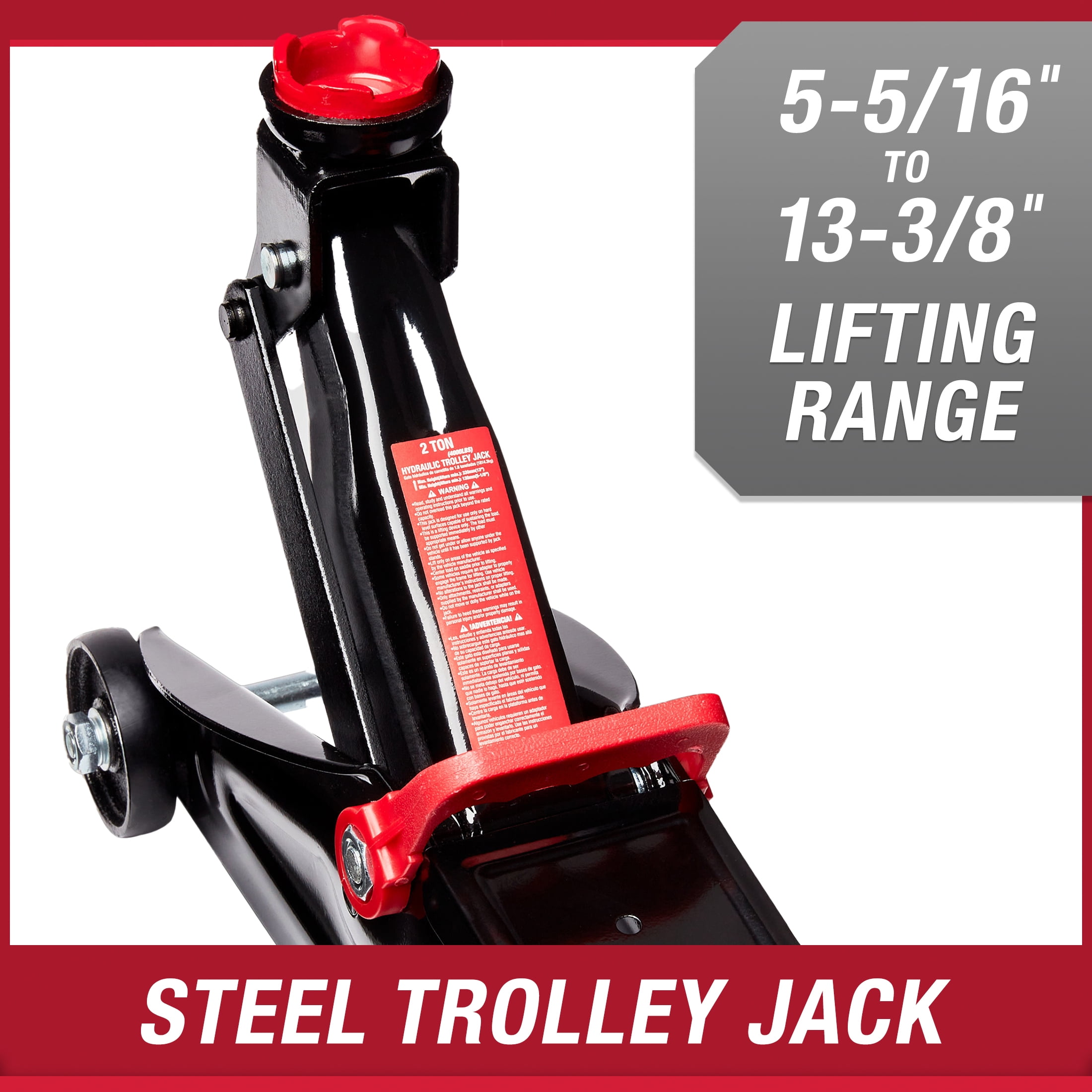 Hyper Tough 2-Ton Trolley Jack, Heavy-Duty Steel, 5-1/8��� to 13��� Lift Range, Safety Valve, Portable