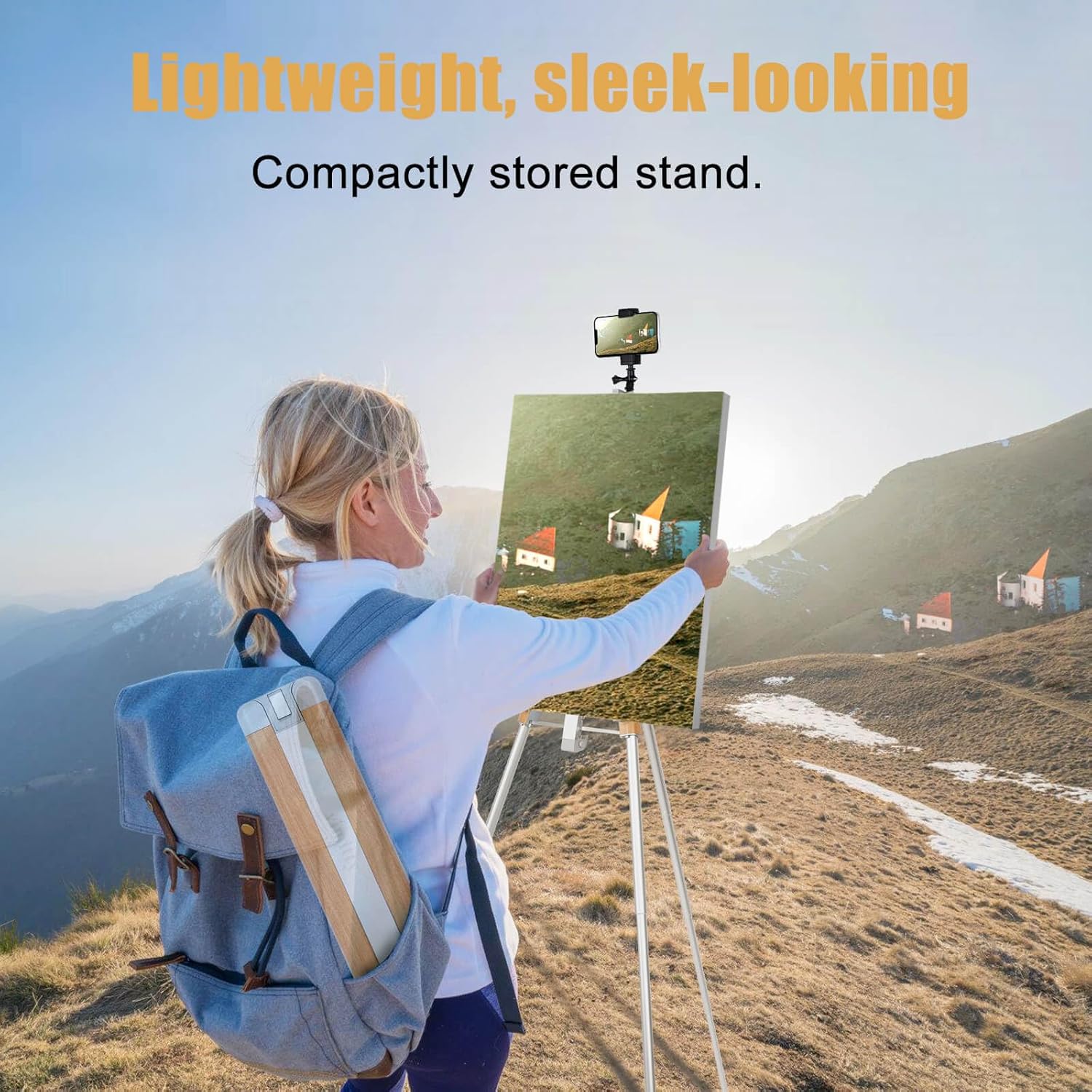 Portable Easel Stand for Sign & Painting 17''-58'' Adjustable Height Painting Easel with Bag - Tabletop Art Easel for Painting Canvas Stand Poster Stand & Wedding Signs Stand - Metal Tripod