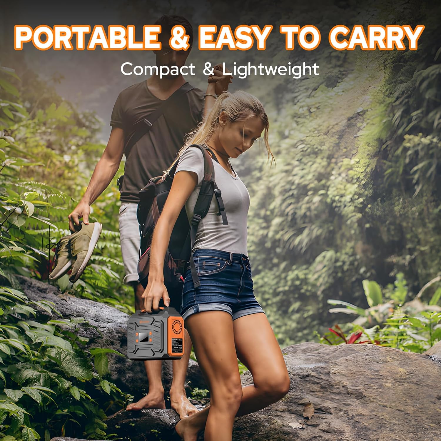 Portable Solar Generator, 300W Portable Power Station with Foldable 60W Solar Panel, 110V Pure Sine Wave, 280Wh Lithium Battery Pack with DC AC Outlet for Home Use RV Outdoor Camping Adventure