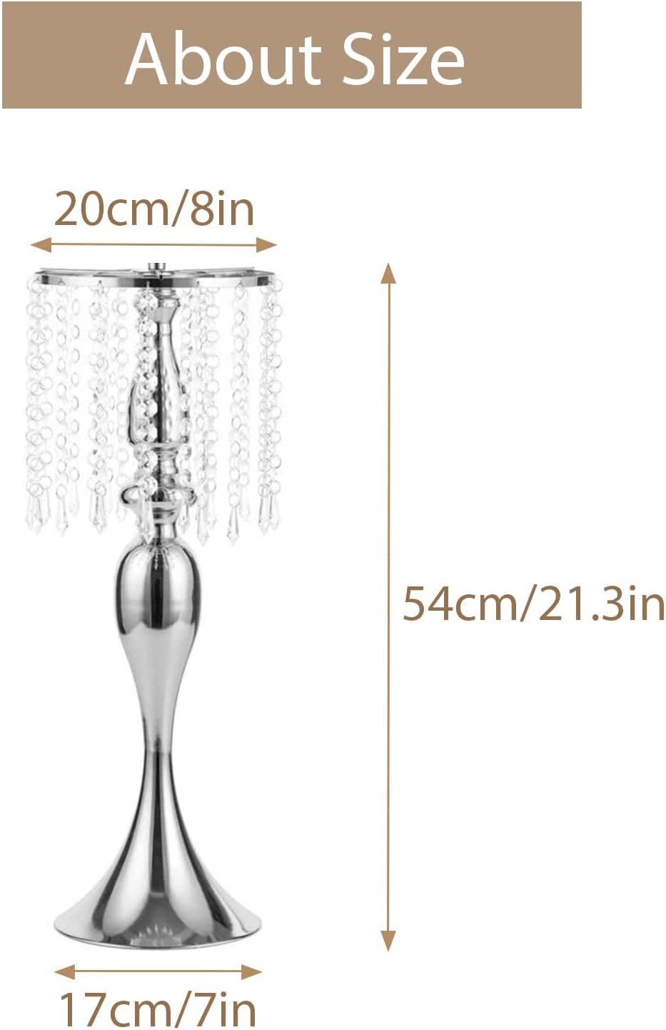 Sziqiqi Gold Metal Crystal Centerpiece Riser, 21.3    Tall, Pack of 10, Elegant Floral Stand for Weddings & Events