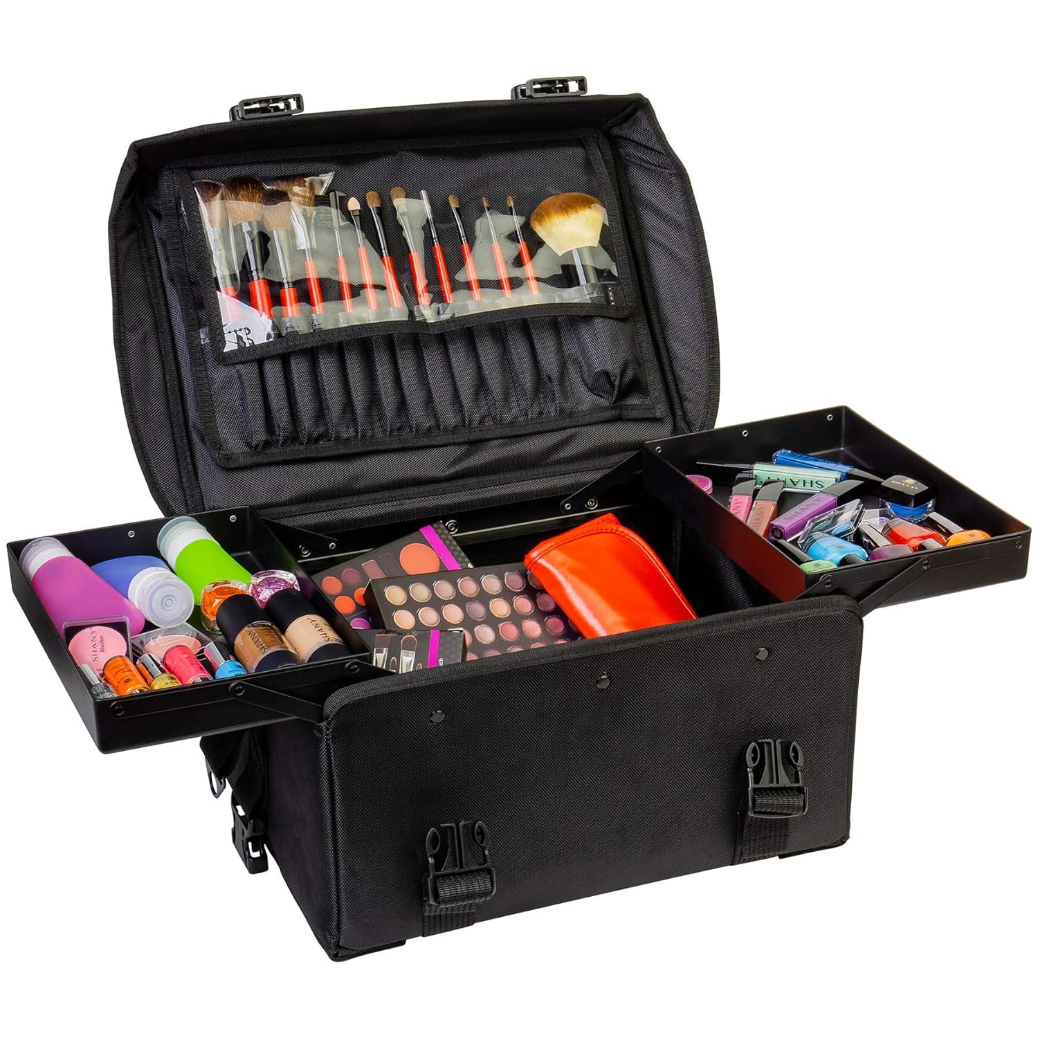 Jet Black Vinyl Cosmetic Case Travel Bag