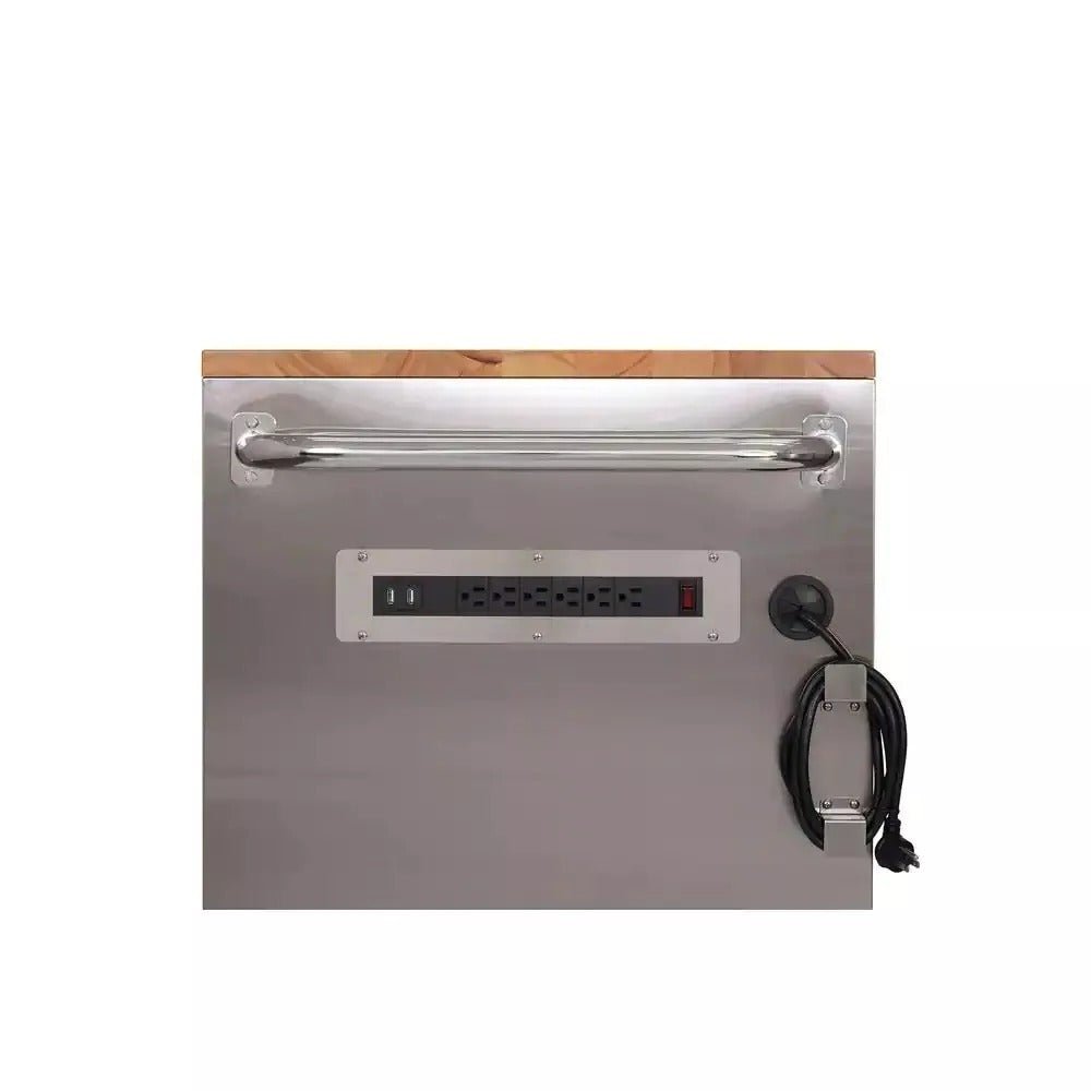 72 in 18-Drawer 24 in. D Mobile Workbench with Solid Wood Top Stainless Steel