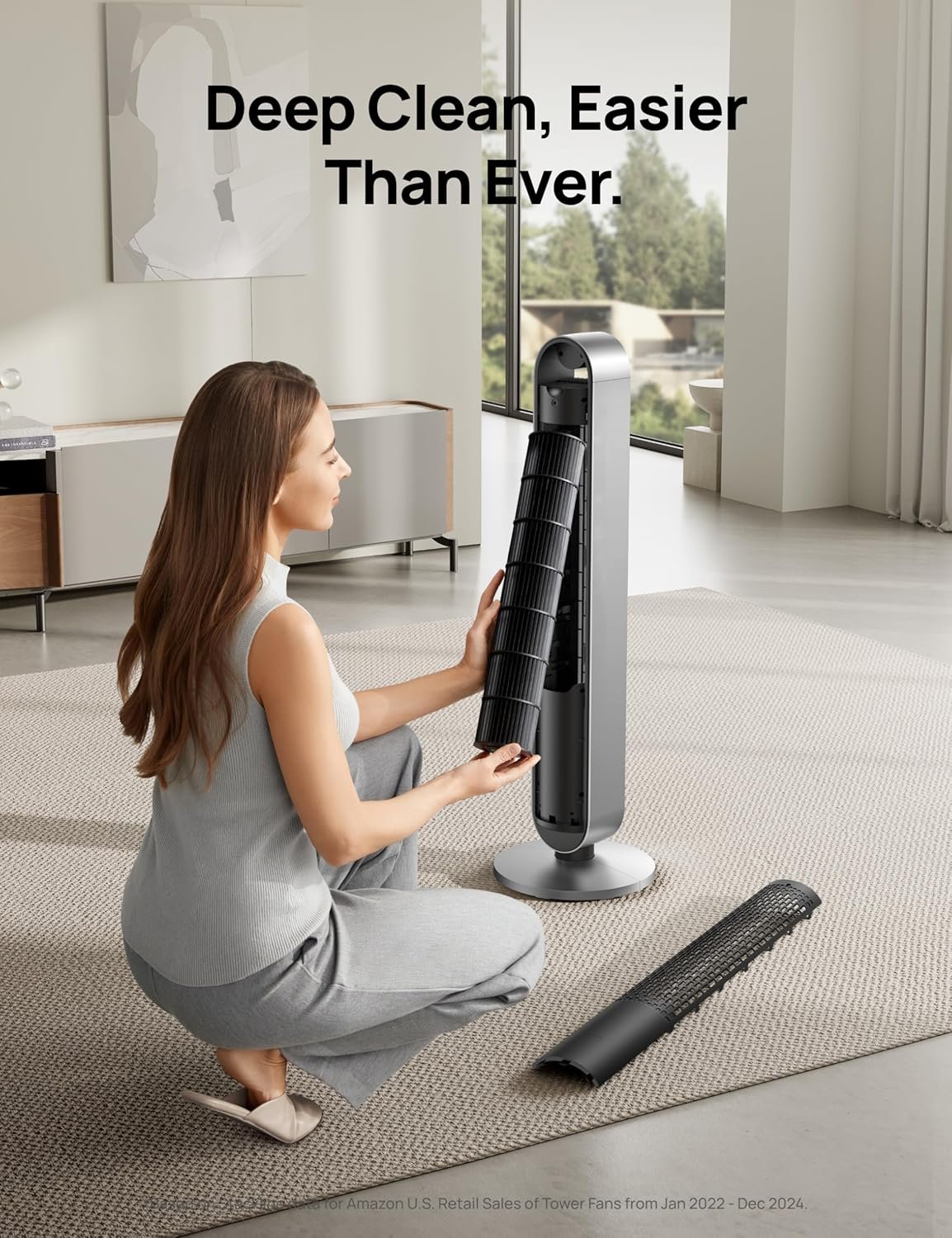 Dreo Tower Fan for Bedroom, 42 Inch 120�� Oscillating Fan, 25dB Quiet DC Motor, 28ft/s Velocity Bladeless Standing Fan with 12 Speeds, 4 Modes, 12H Timer Cooling Fans for Home, Living Room, Pilot Max S