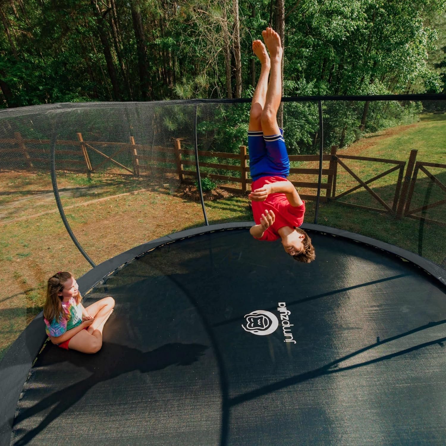 JUMPZYLLA Trampoline 8FT 10FT 12FT 14FT 15FT 16FT Trampoline with Enclosure �C Recreational Trampolines with Ladder and AntiRust Coating, ASTM Approval Outdoor Trampoline for Kids