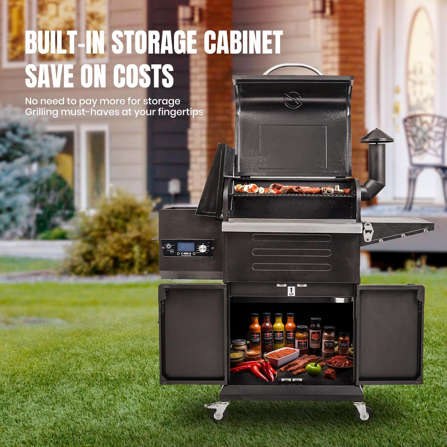 Z GRILLS Wood Pellet Grill Smoker with 552 Cooking Area & Front Shelf for Outdoor BBQ, Smoke, Bake and Roast, 550C