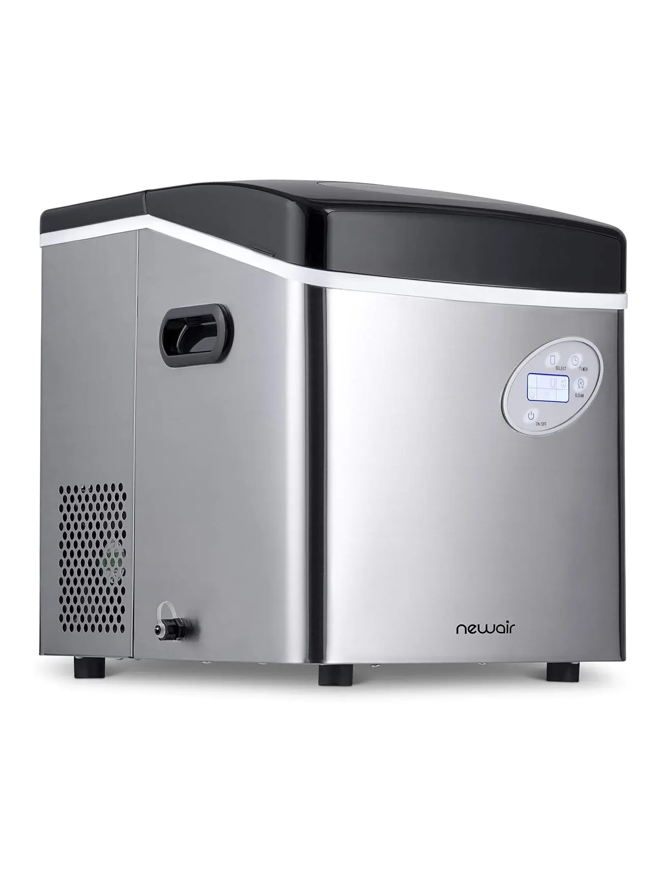 NewAir AI-215SS Portable Ice Maker, 50 lbs/Day, 3 Ice Sizes, Stainless Steel, Compact Countertop for Kitchen/Office/RV/Bar