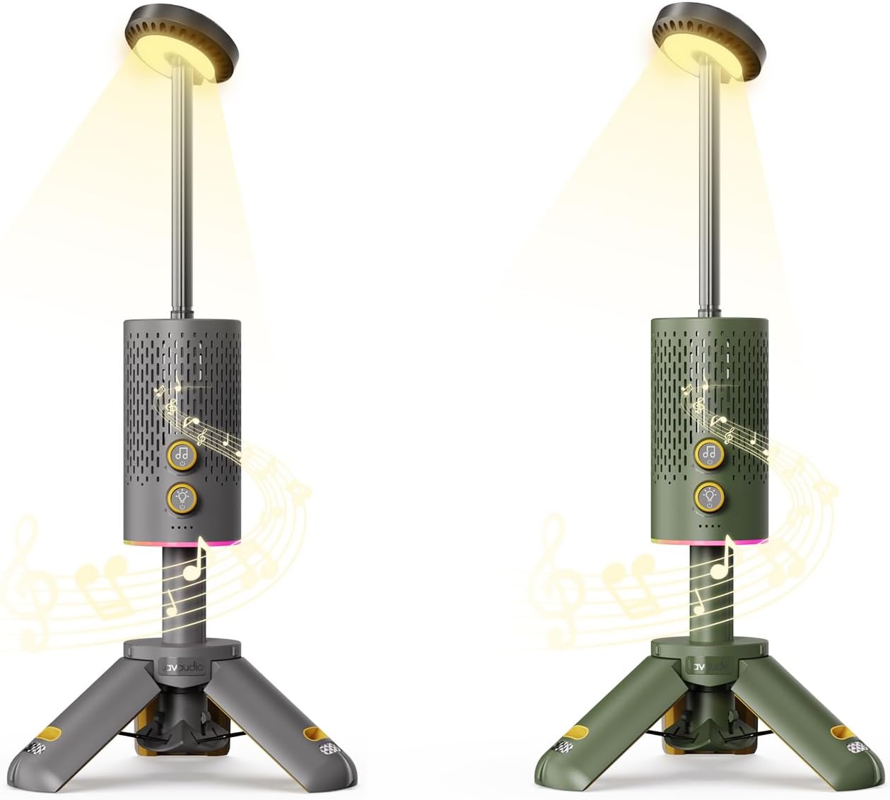 Grey & Green Bundle, Camping Light Rechargeable, Telescopic & Collapsible Outdoor Camping Lantern with Bluetooth Speaker, IPX7 Waterproof Flash Light for Hiking, Camping, Travel