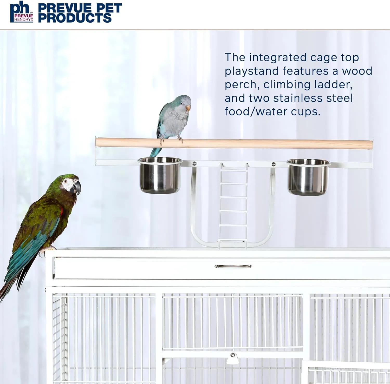 Prevue Pet Products Wrought Iron Bird Cage, Chalk White, 36���x24���x66���, Includes Perches & Cups