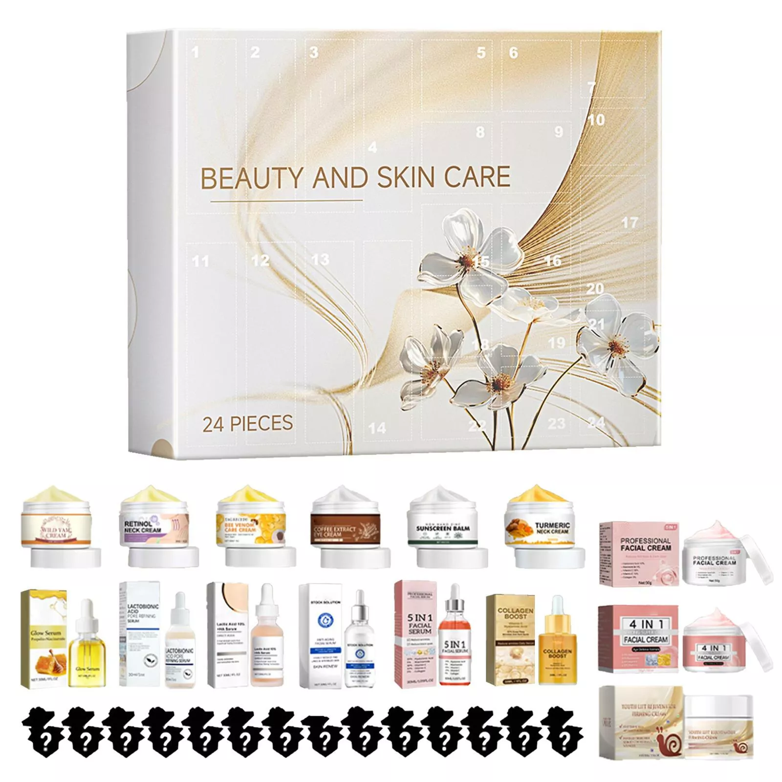 Skincare Advent Calendar, 24 Days Countdown Calendar Skincare Products Set Gift