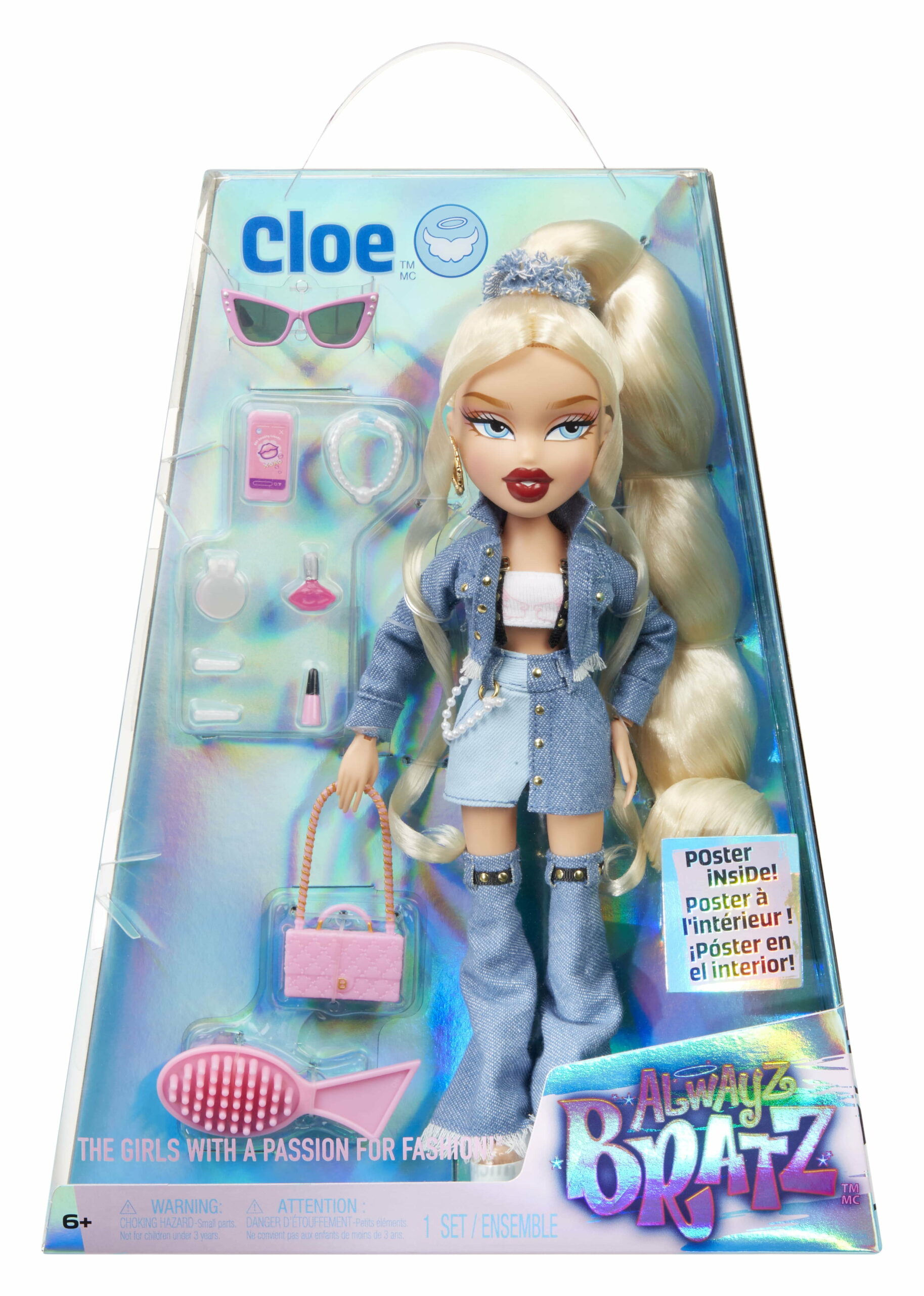 Alwayz Bratz Cloe Fashion Doll with Denim Outfit, 10 Accessories & Exclusive Poster, Multicolor