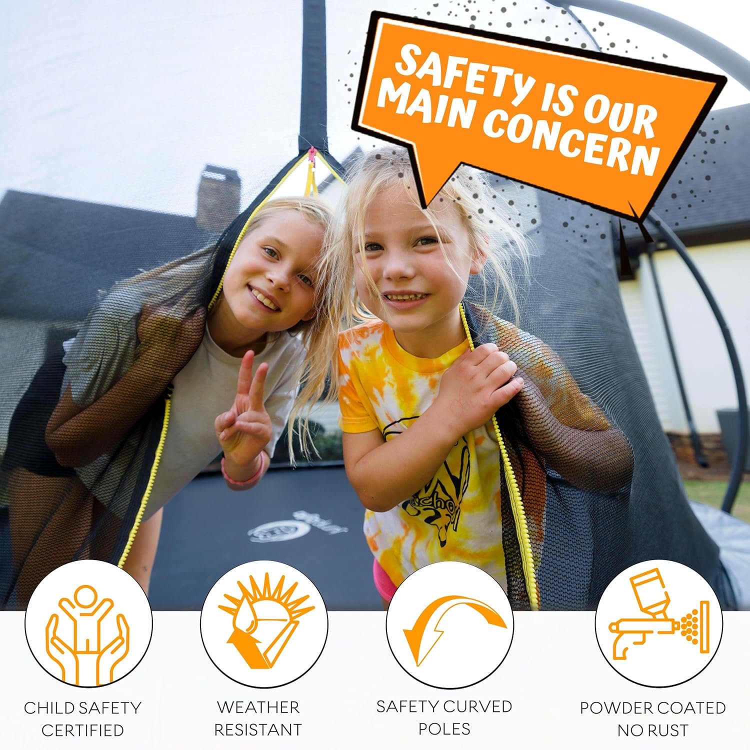 JUMPZYLLA Trampoline 8FT 10FT 12FT 14FT 15FT 16FT Trampoline with Enclosure �C Recreational Trampolines with Ladder and AntiRust Coating, ASTM Approval Outdoor Trampoline for Kids