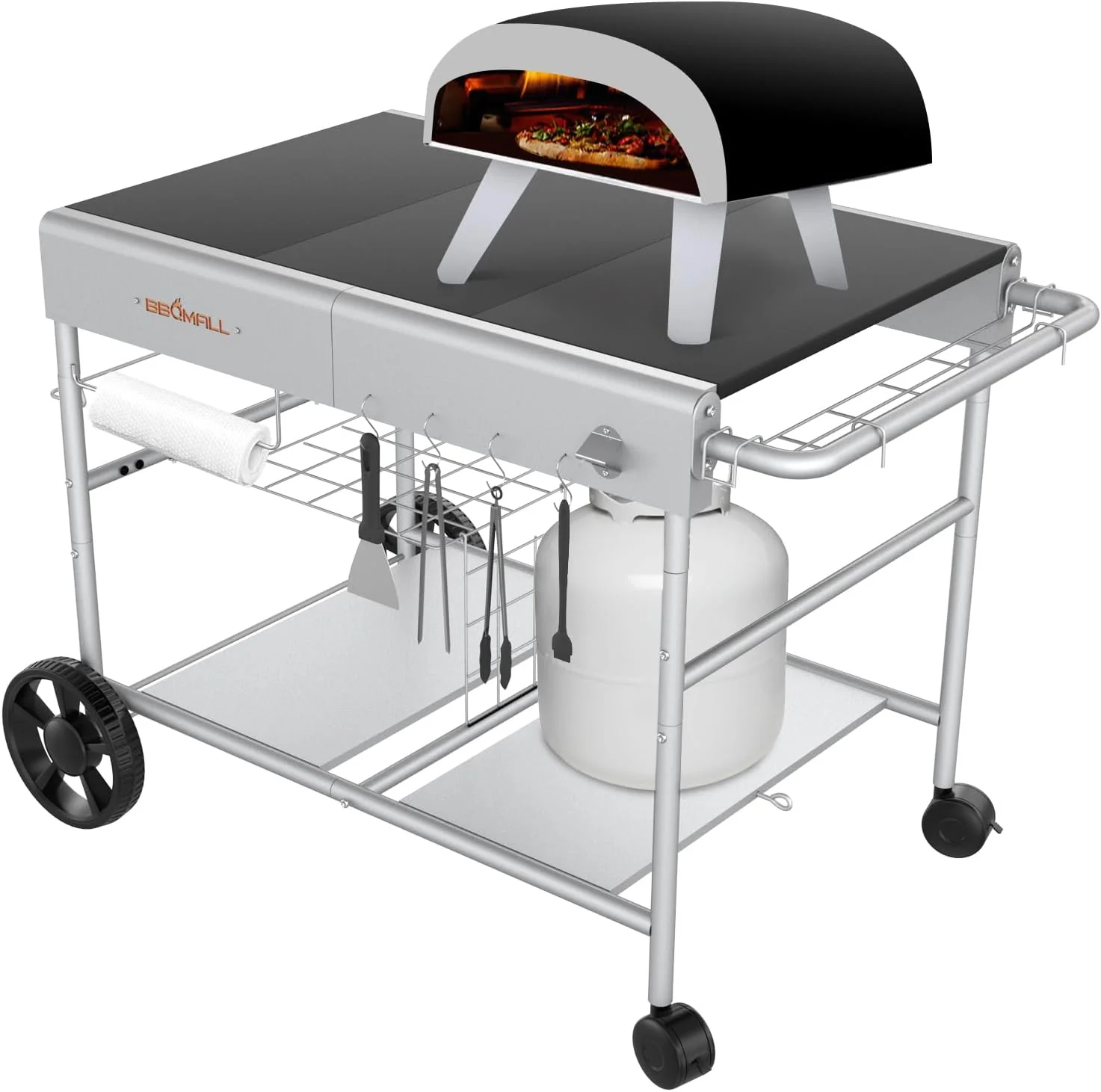 Pizza Oven Table Cart for Ooni Koda/Karu/Fyra 16 & 12 - Pizza Topping Station, Outdoor Grill Stand