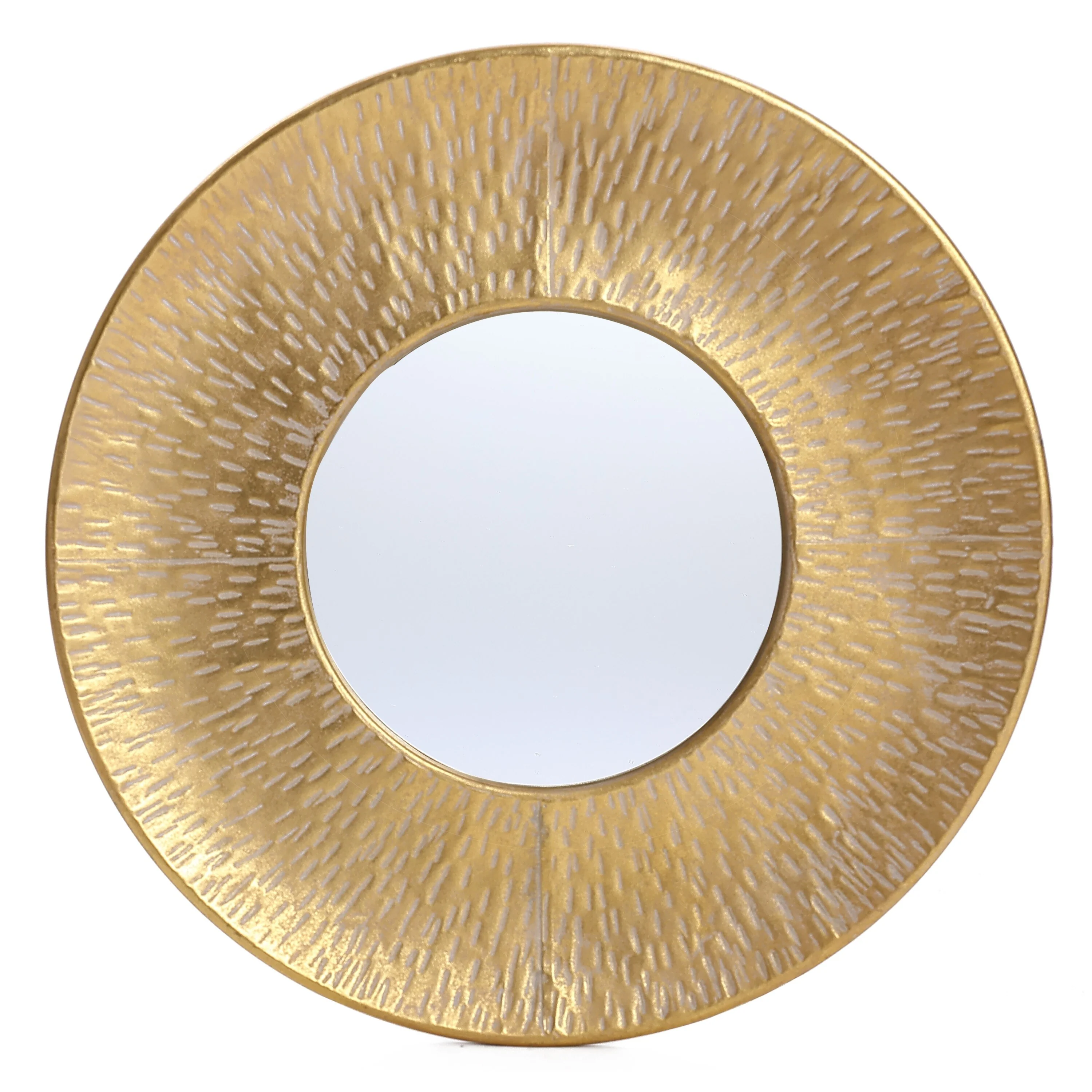 3-Piece Gold Metal Round Wall Mirror Set - 22.25