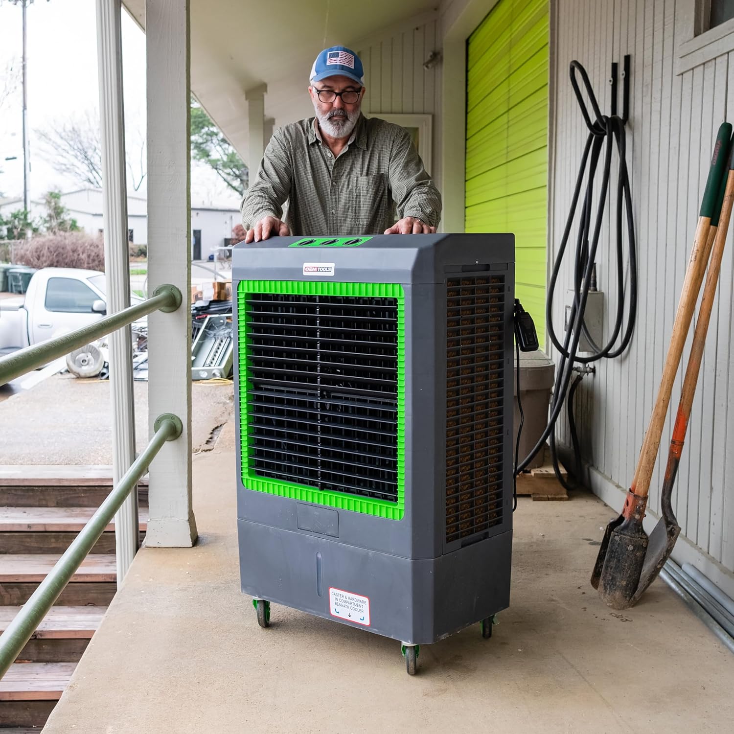 23969 3-Speed Evaporative Cooler, Green and Gray, Cools Up to 1600 Square Feet, 5300 CFM, Portable Cooler Fan