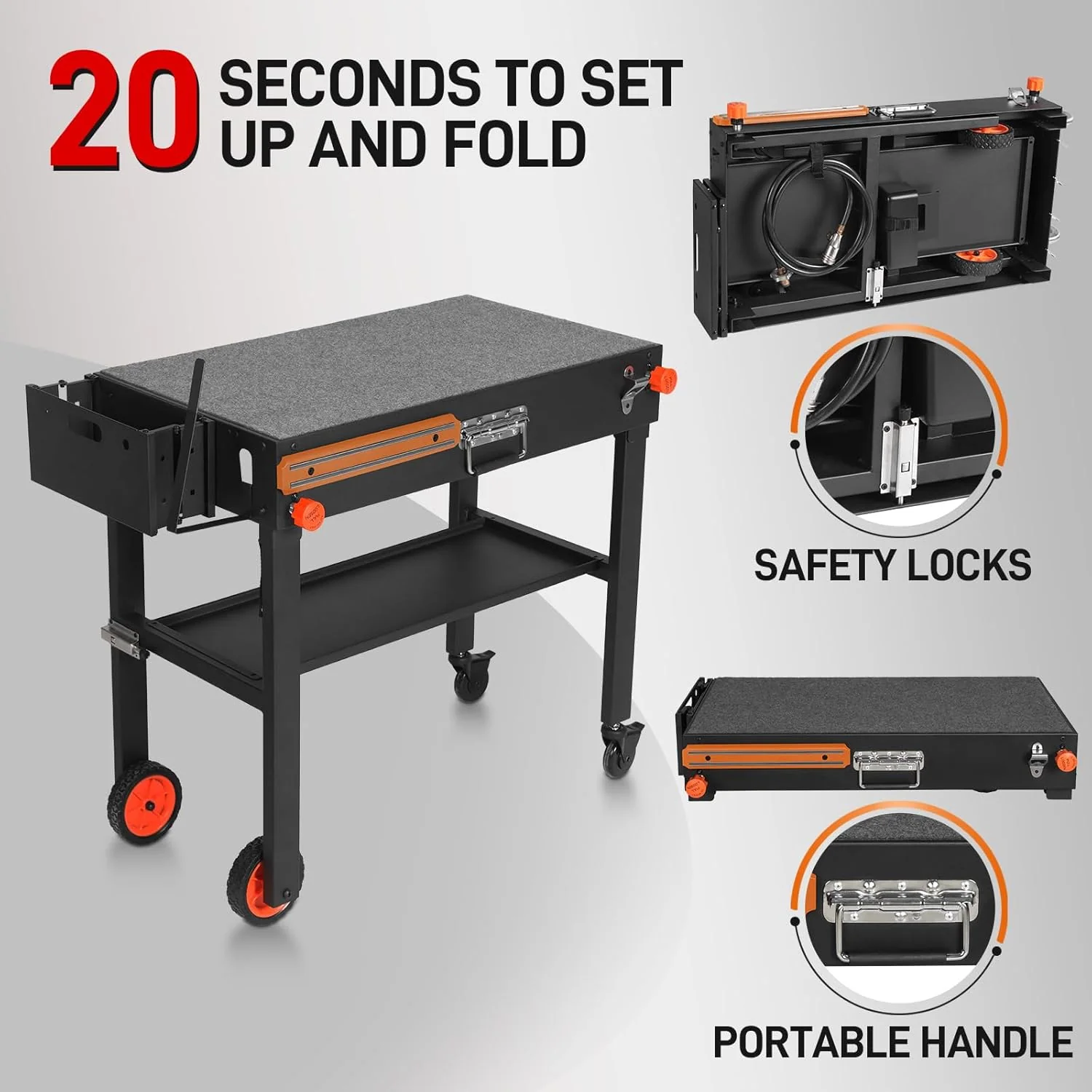 Portable Universal Grill Table Stand - Sturdy Outdoor Dining Cart