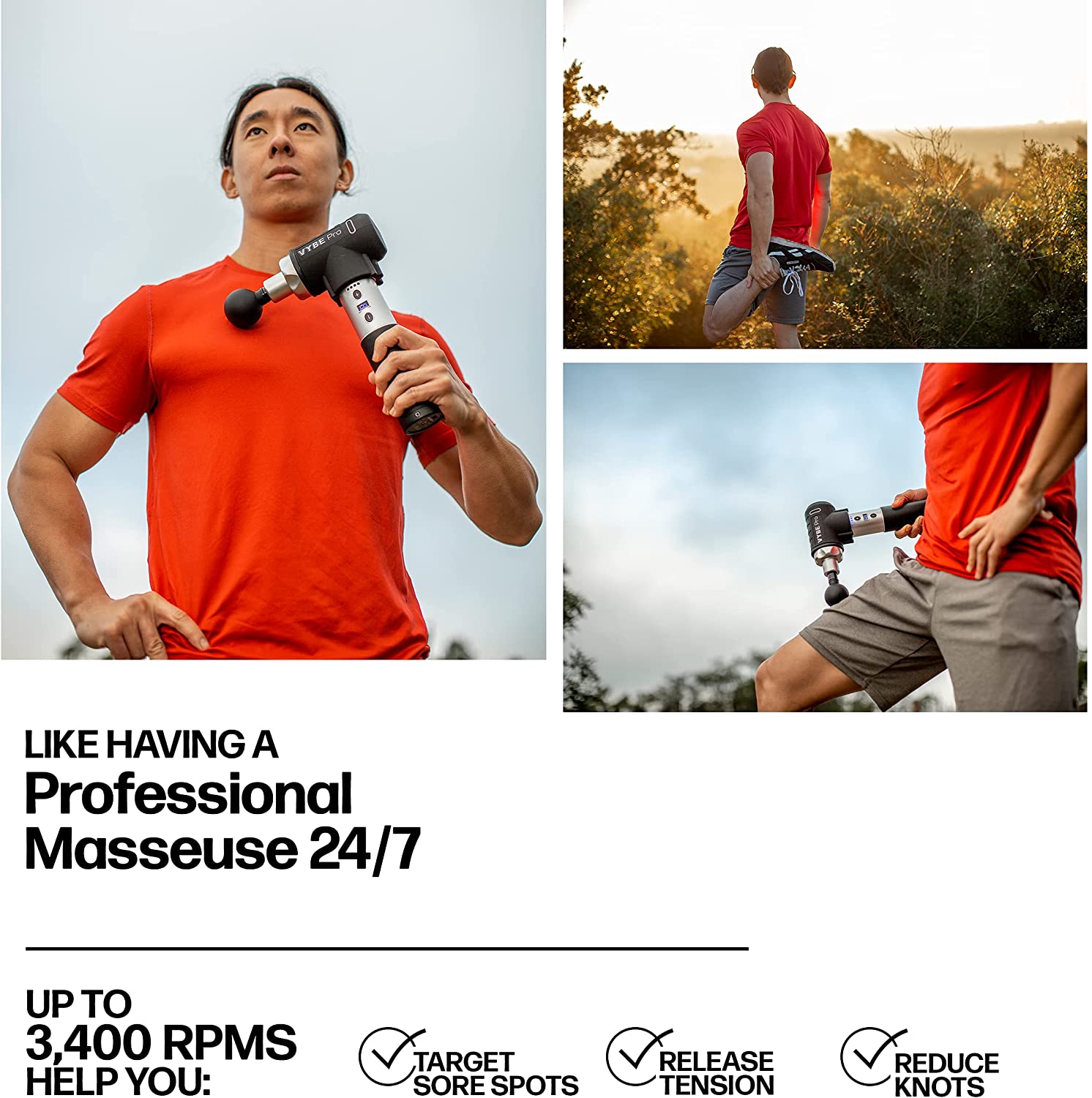 Vybe Pro Muscle Massage Gun for Athletes  C 9 Speeds, 8 Attachments, Quiet & Portable