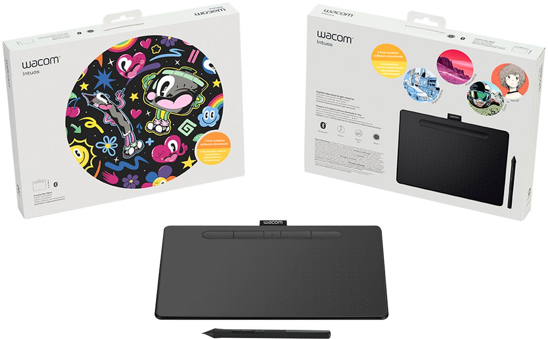 Wacom Intuos Medium Wireless Graphic Drawing Tablet, Black  C Compatible with Mac, PC, Chromebook & Android, Software Included