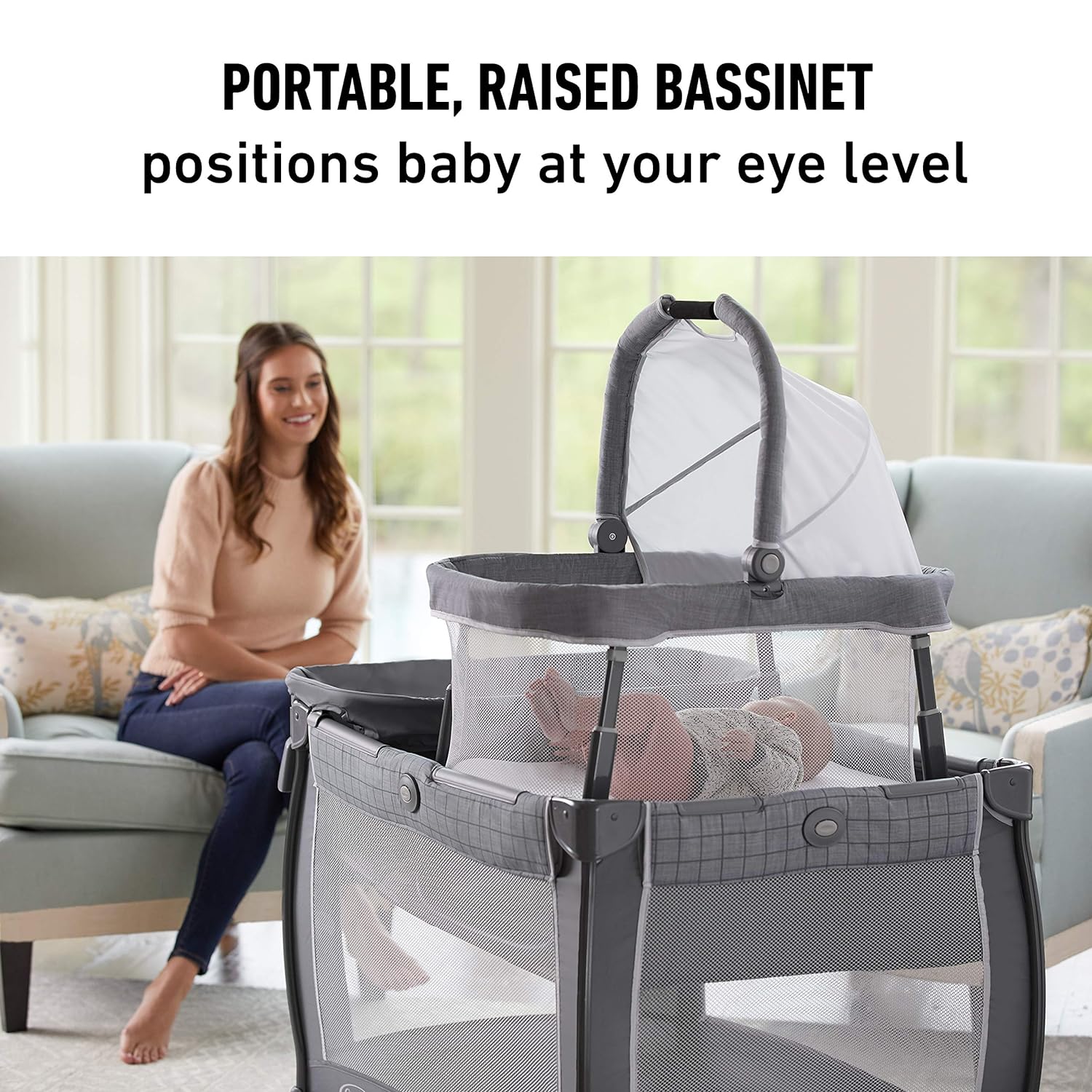Graco Pack 'n Play Close2Baby Bassinet Playard Features Portable Bassinet Diaper Changer and More, Derby