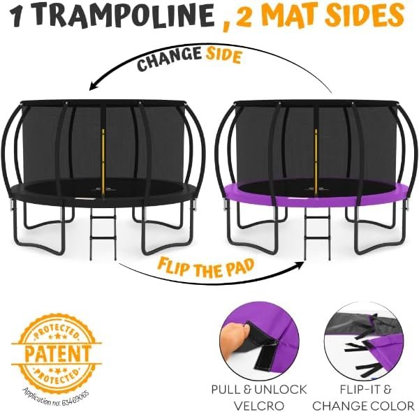 JUMPZYLLA Trampoline 8FT 10FT 12FT 14FT 15FT 16FT Trampoline with Enclosure �C Recreational Trampolines with Ladder and AntiRust Coating, ASTM Approval Outdoor Trampoline for Kids