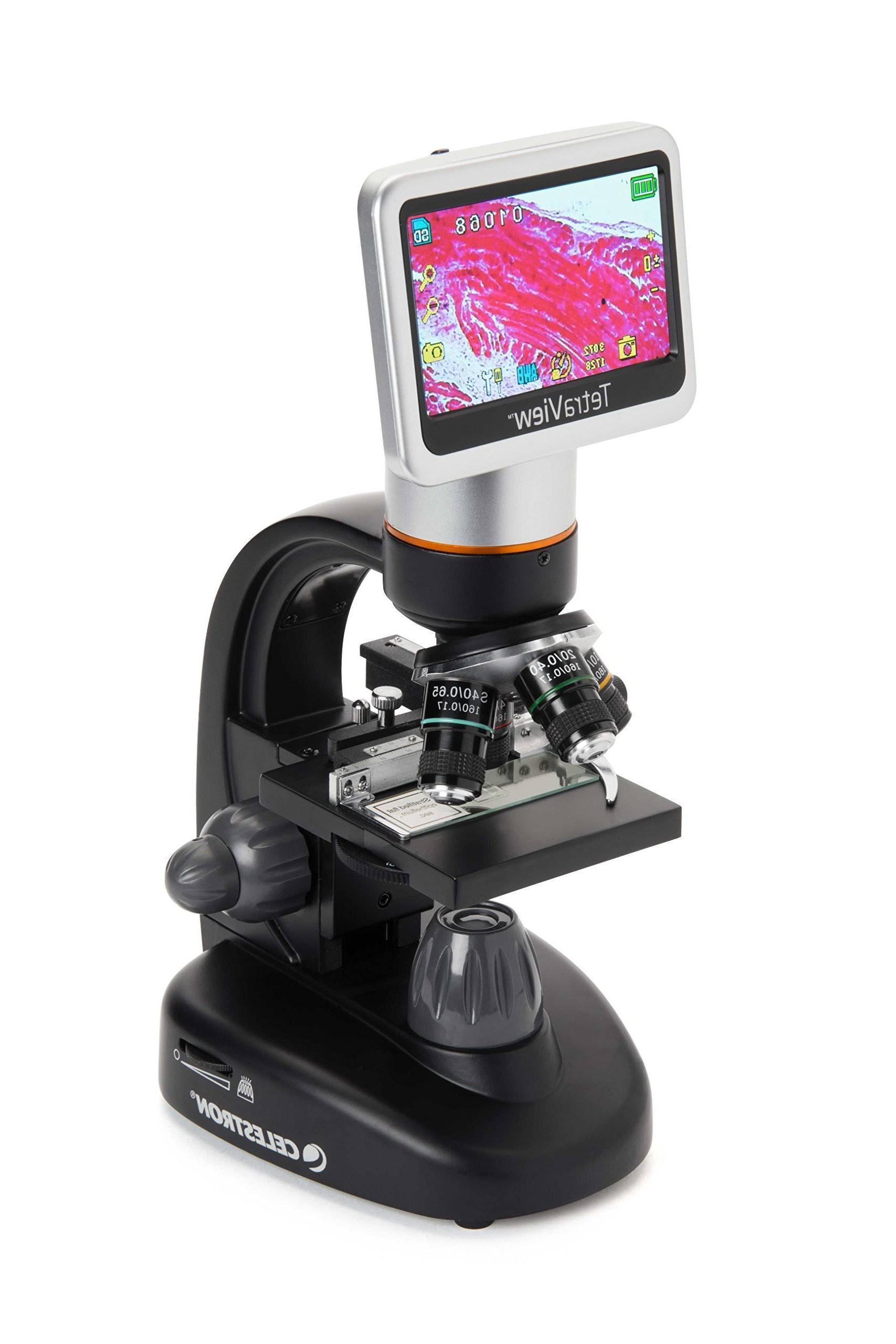 Celestron TetraView 4.3��� LCD Digital Microscope, 5MP Sensor, 40x-1600x Magnification, LED Illumination, 2GB SD Card