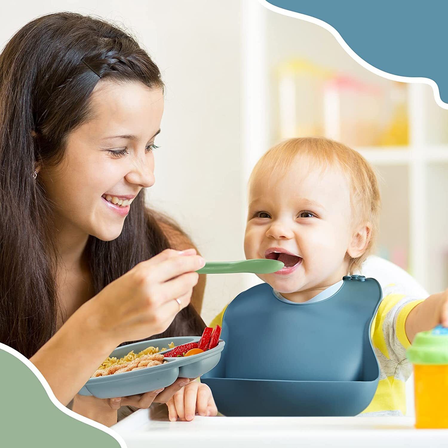 Silicone Baby Feeding Set by [Brand]  C 12-Piece, Includes Bibs, Plates, Bowls, Utensils, Cups, Safe & Durable