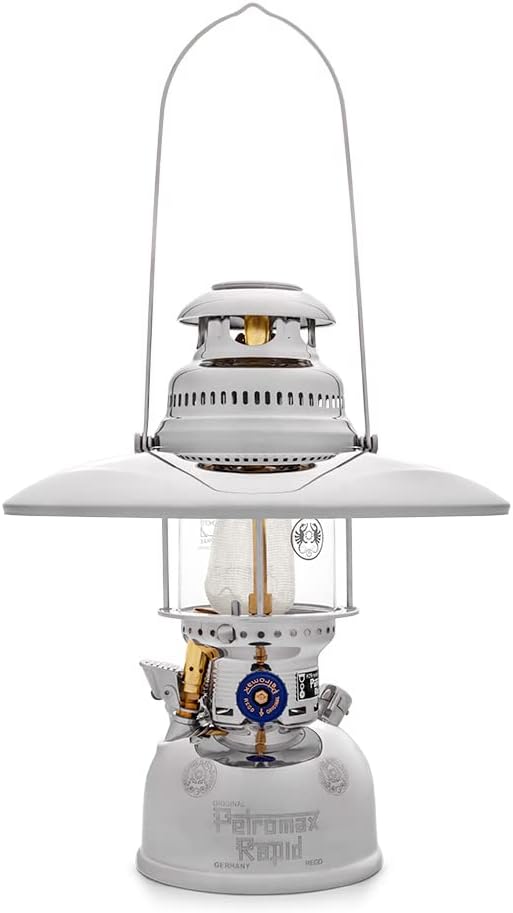 HK500 Pressurized Lantern, 500 Candlepower with 1 Quart Kerosene Tank for Home, Camping or Emergency Lighting, Hand Assembled High Pressure 400 Watt Lamp, Polished Brass