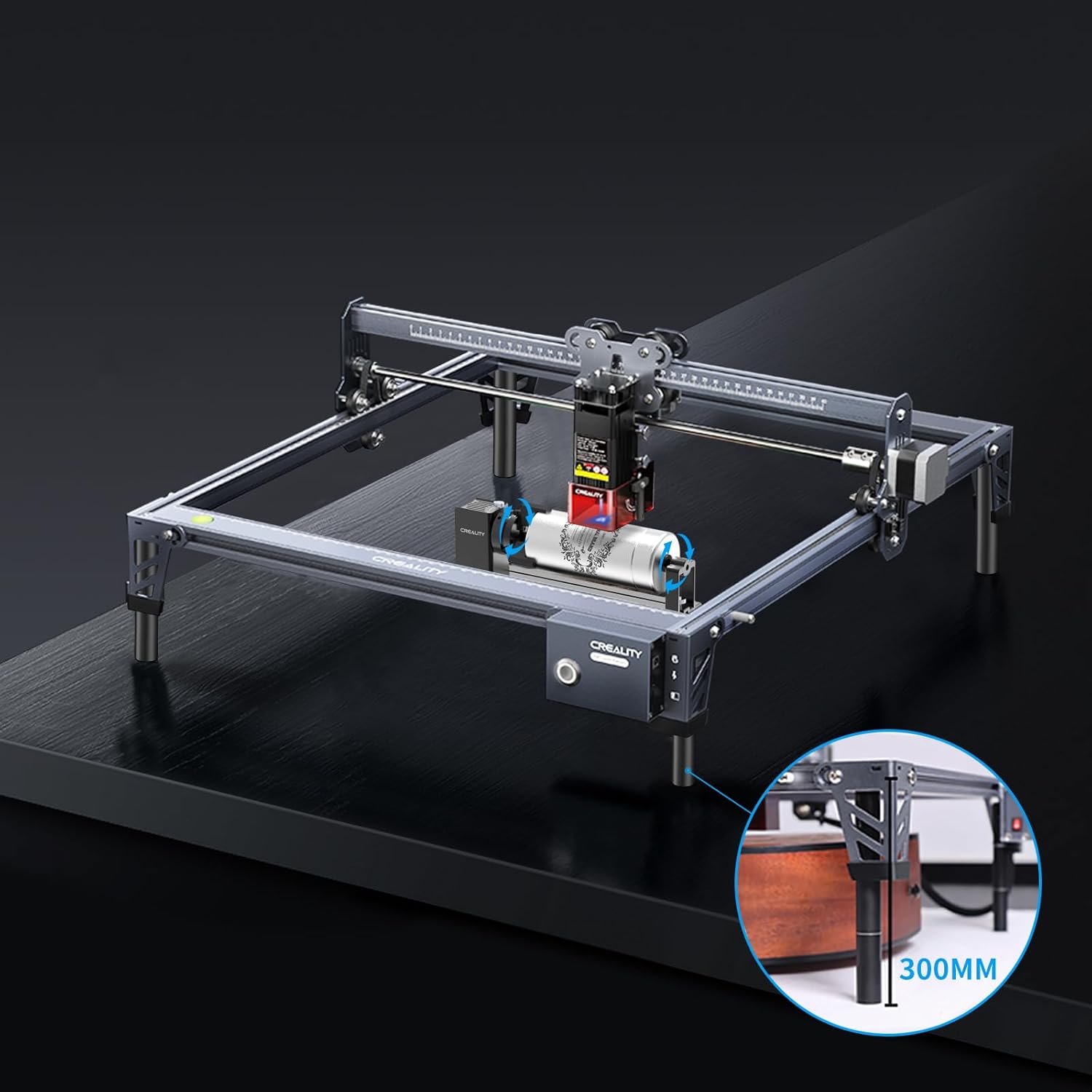 Laser Engraver 3-in-1 Laser Rotary Roller Pro for Glass Tumbler Ring, 7.5W Laser Cutter, High Accuracy Speed DIY Laser Engraver and Cutter Machine for Wood, Metal, Acrylic,Leather