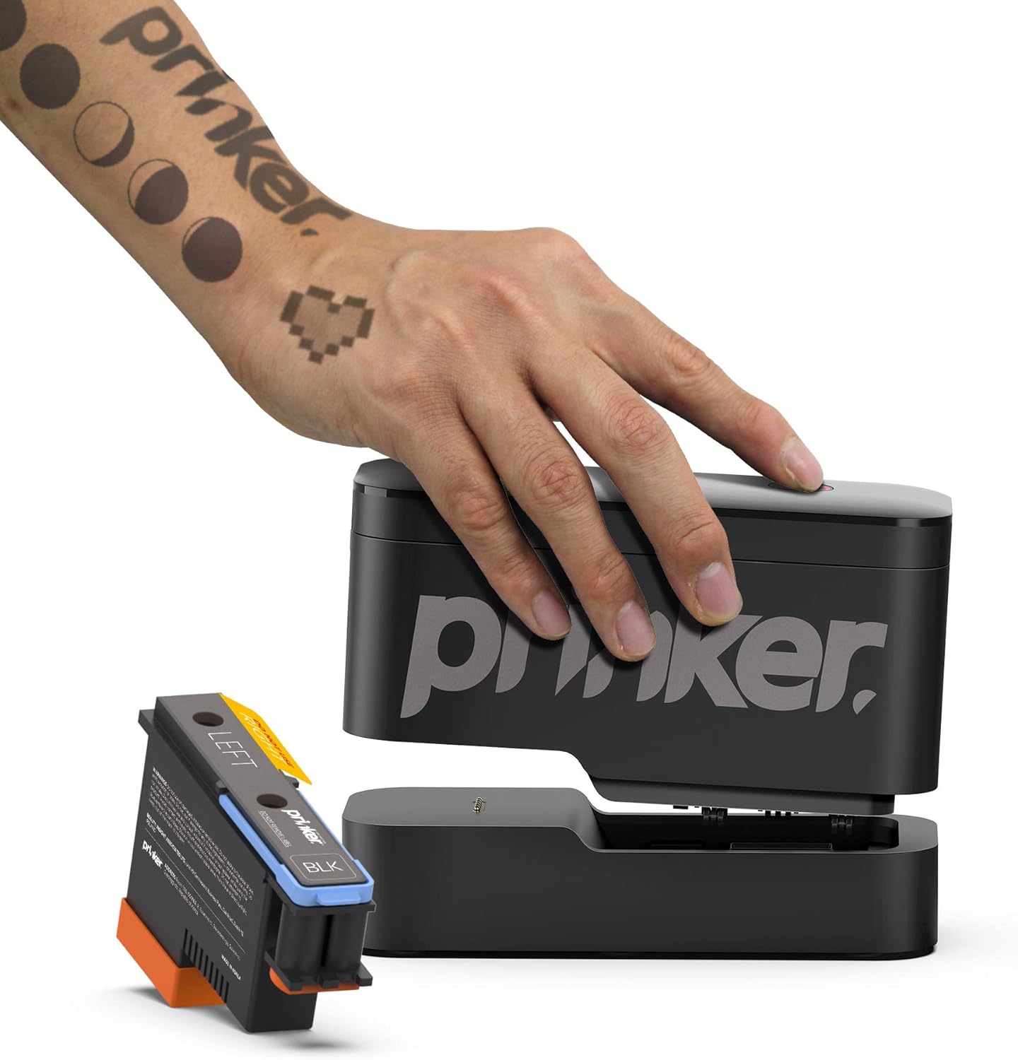 Prinker S Temporary Tattoo Device with Black Ink, Water-Resistant, Compatible with iOS & Android, Includes Battery & Charger