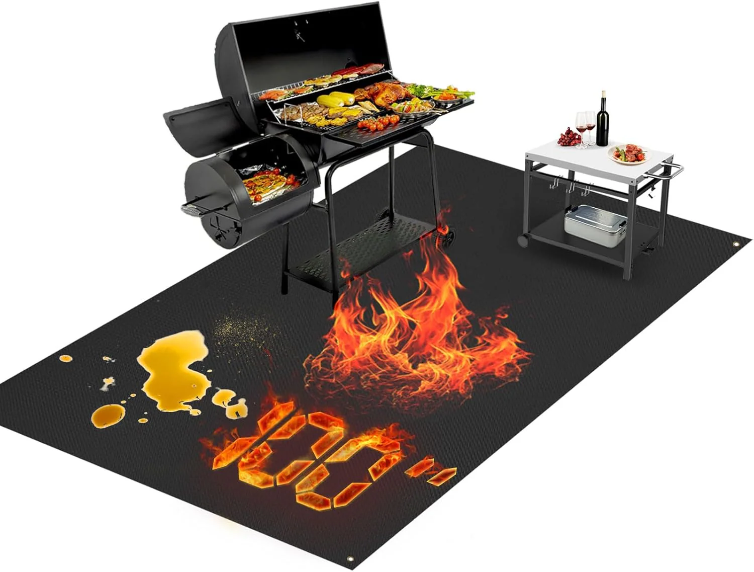 90x48 inch Extra Large Grill Mat for Outdoor Grill, Fireproof Deck Grill Mat