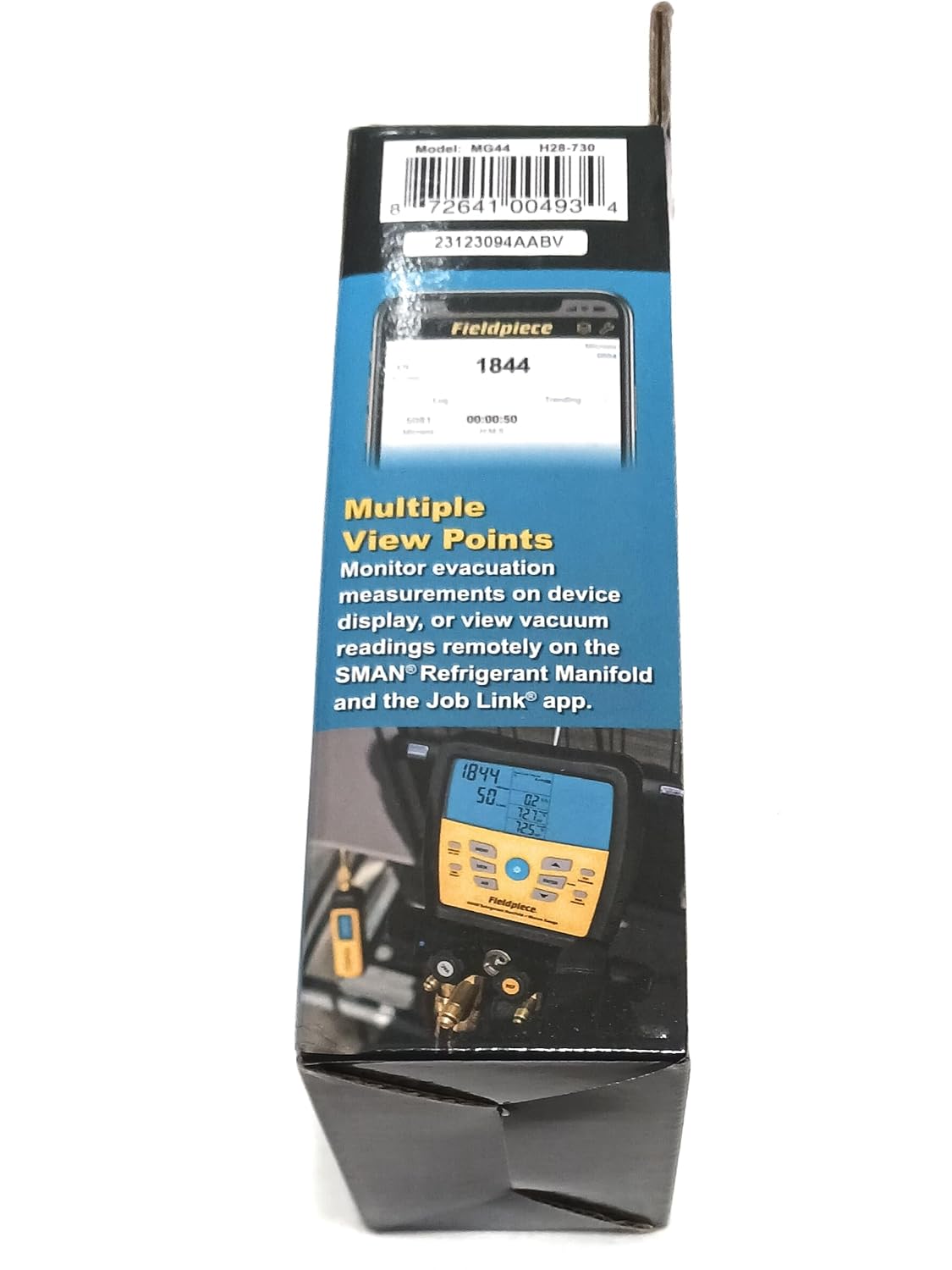 Fieldpiece MG44 Wireless Vacuum Gauge, Plastic, 10x5x5 in, Leak-Proof, 1000 ft View, Backlit LCD