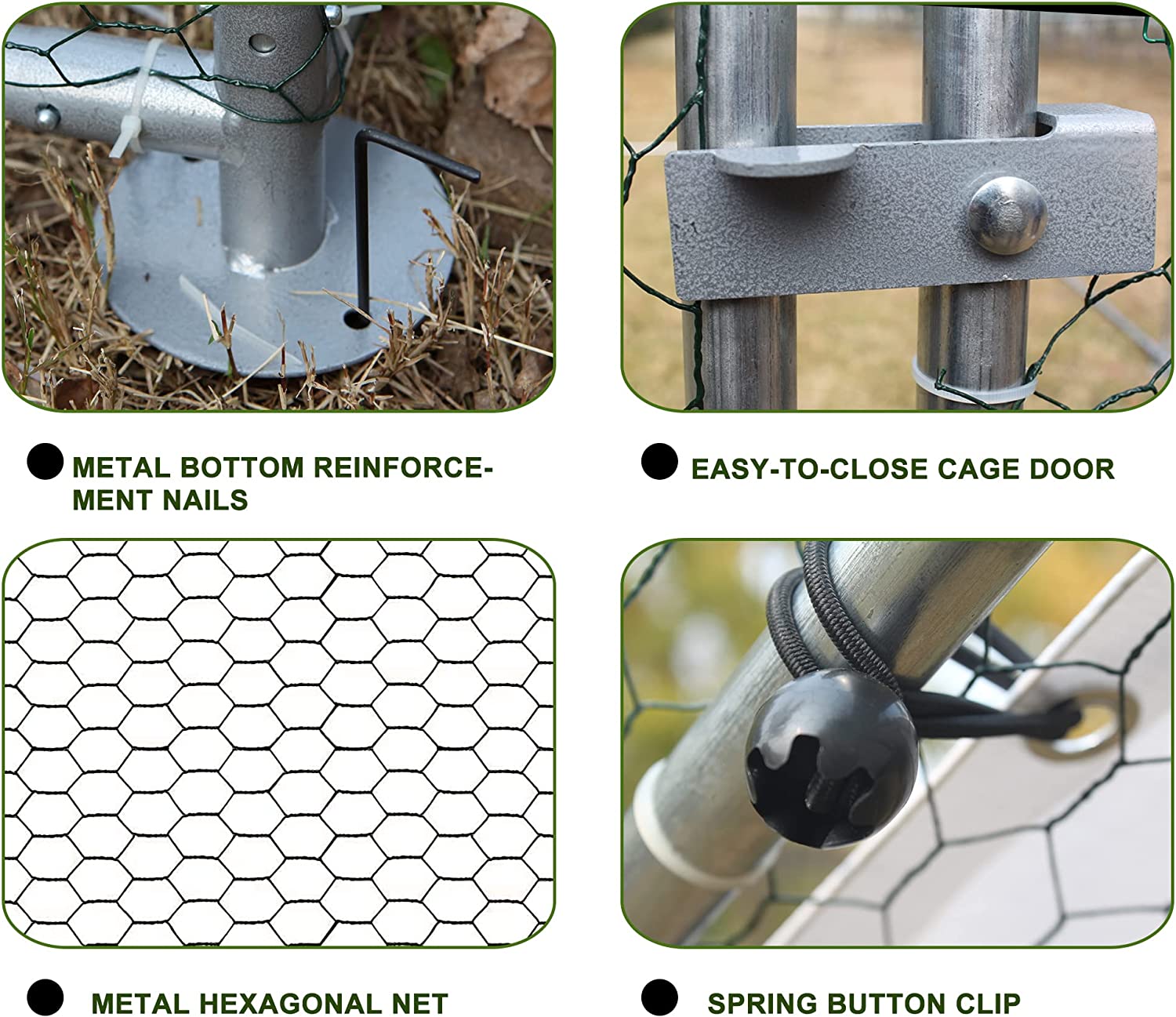 Large Chicken Coop Metal Chicken Runs for Yard, 10' Walk in Chicken Coop Cage Chicken Pen Poultry Cage with Waterproof & Anti-UV Cover Heavy Duty Rabbit Hutch Duck Cage for Outdoor, Backyard and Farm