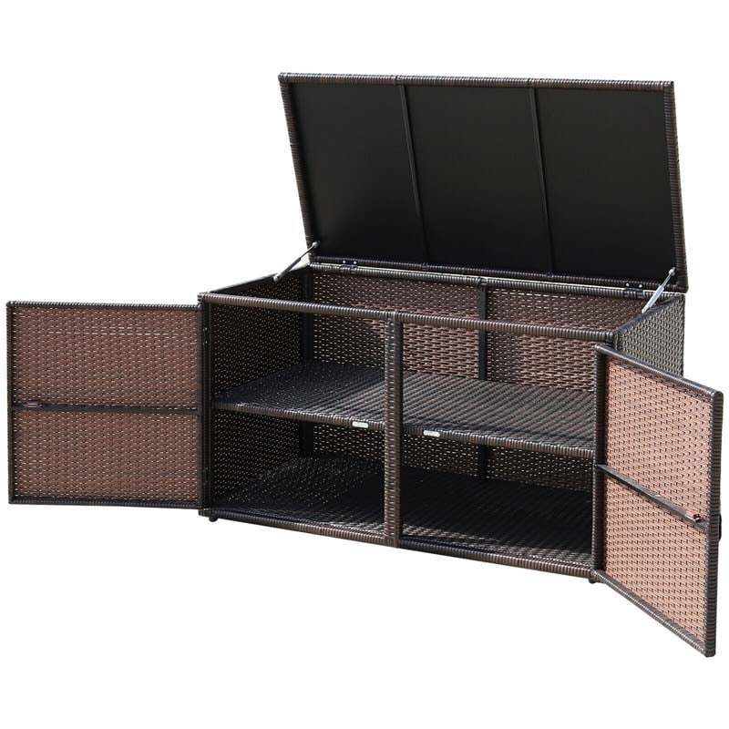 Keter 88 Gallon Rattan Outdoor Deck Storage Box  C Weatherproof Patio Container