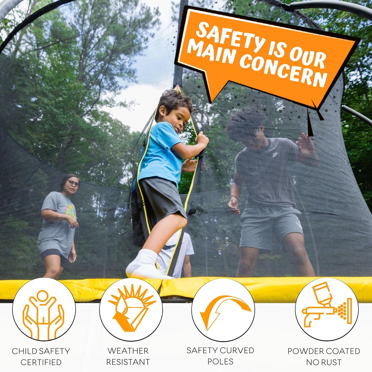 JUMPZYLLA Trampoline 8FT 10FT 12FT 14FT 15FT 16FT Trampoline with Enclosure �C Recreational Trampolines with Ladder and AntiRust Coating, ASTM Approval Outdoor Trampoline for Kids