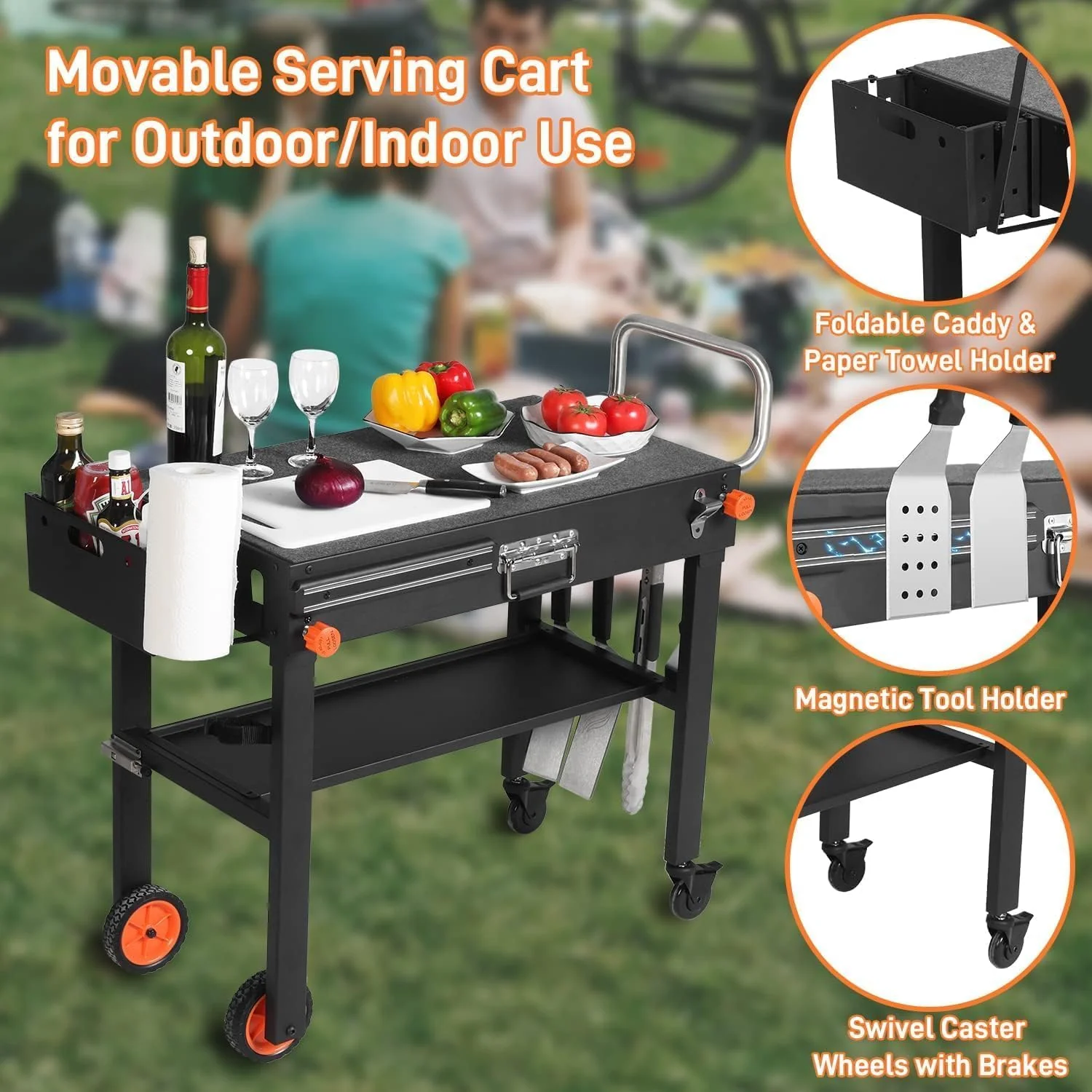 Outdoor Grill Table - Sturdy Grill Cart for Blackstone 17